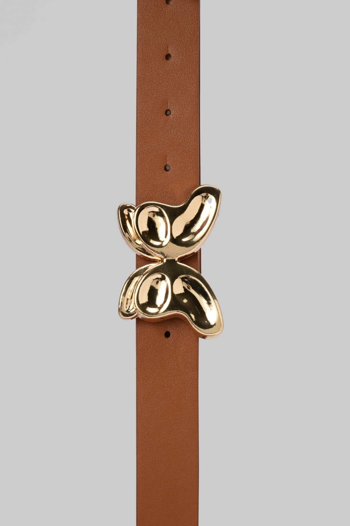 Belt | Tan with Gold Butterfly Buckle Belt CZBELT - Cizaro Jeans