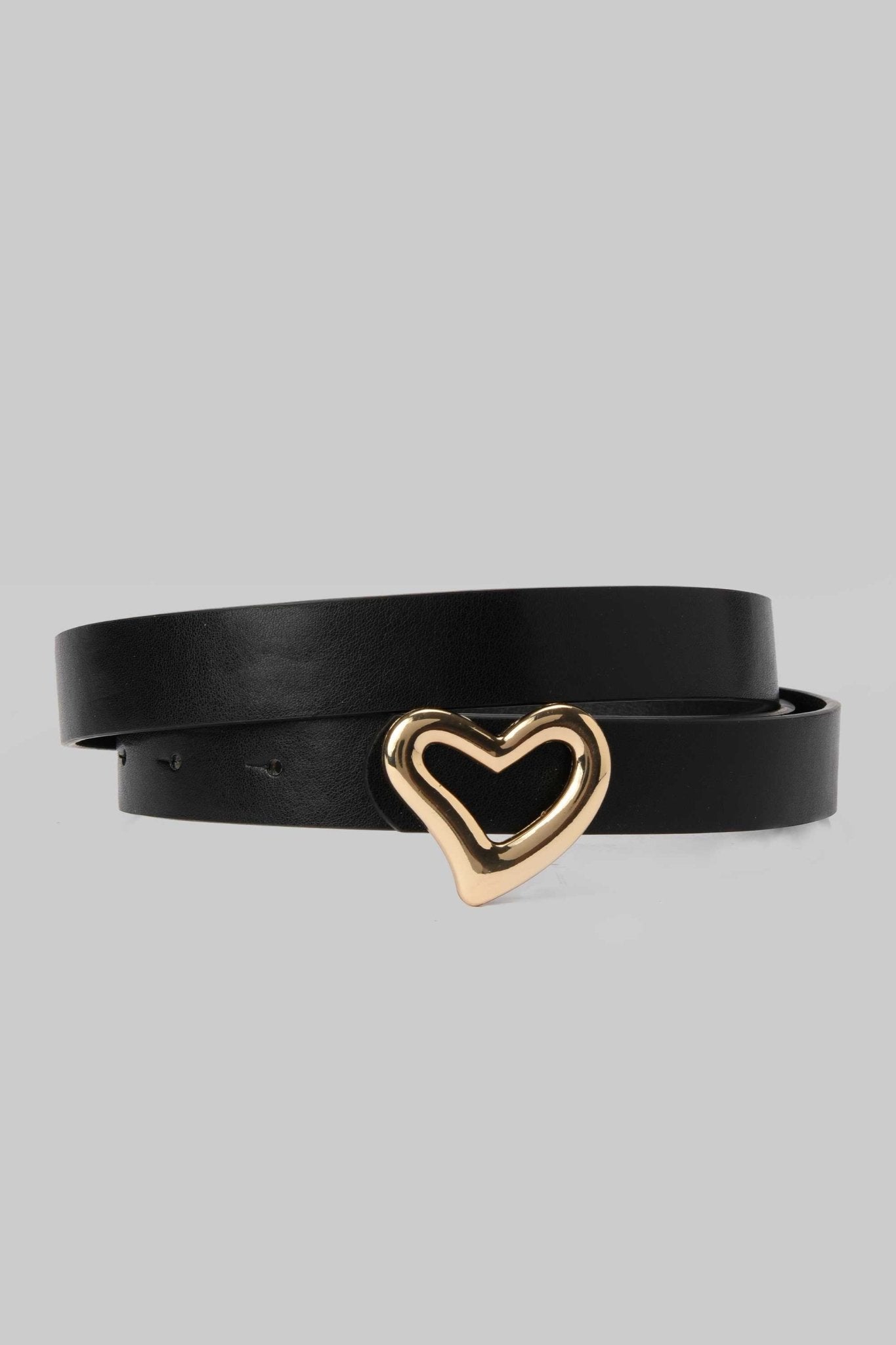 Belt | Black Heart-Shaped Gold Buckle Belt CZBELT - Cizaro Jeans