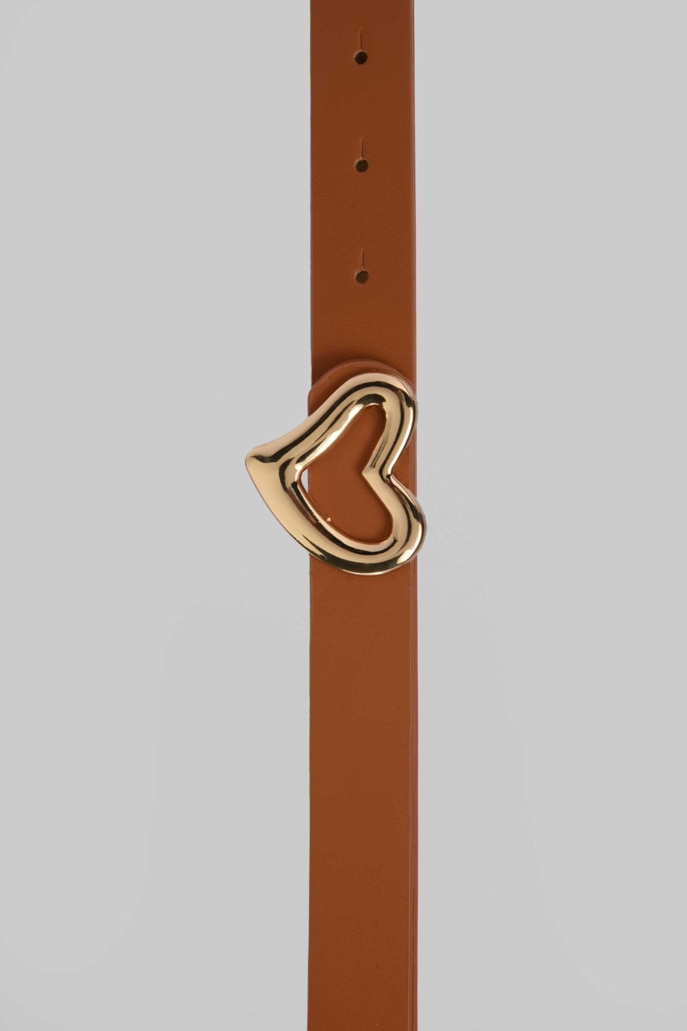 Belt | Tan Heart-Shaped Gold Buckle Belt CZBELT - Cizaro Jeans