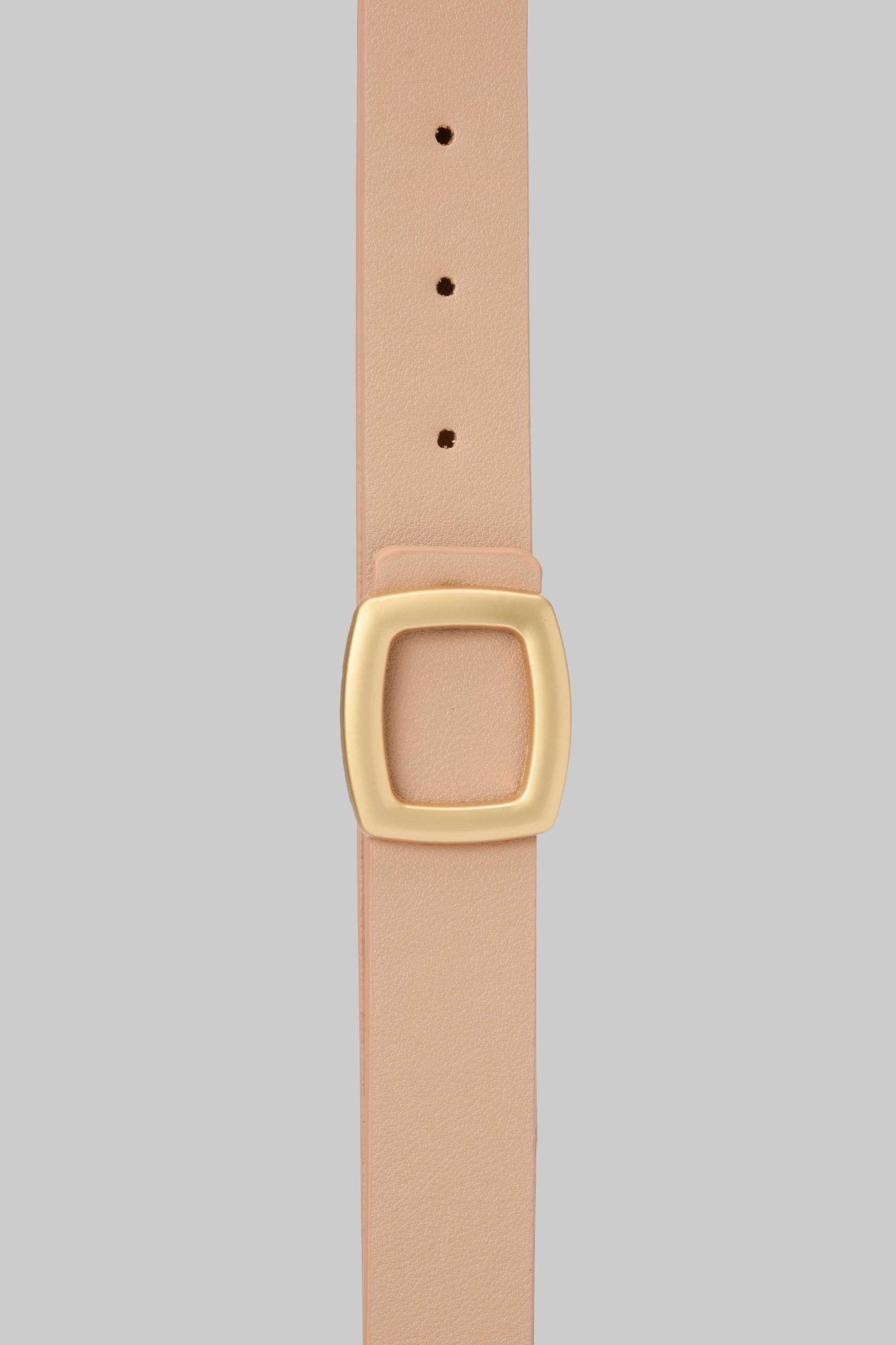 Belt | Nude Faux Leather with Matte Gold Square Buckle Belt CZBELT - Cizaro Jeans