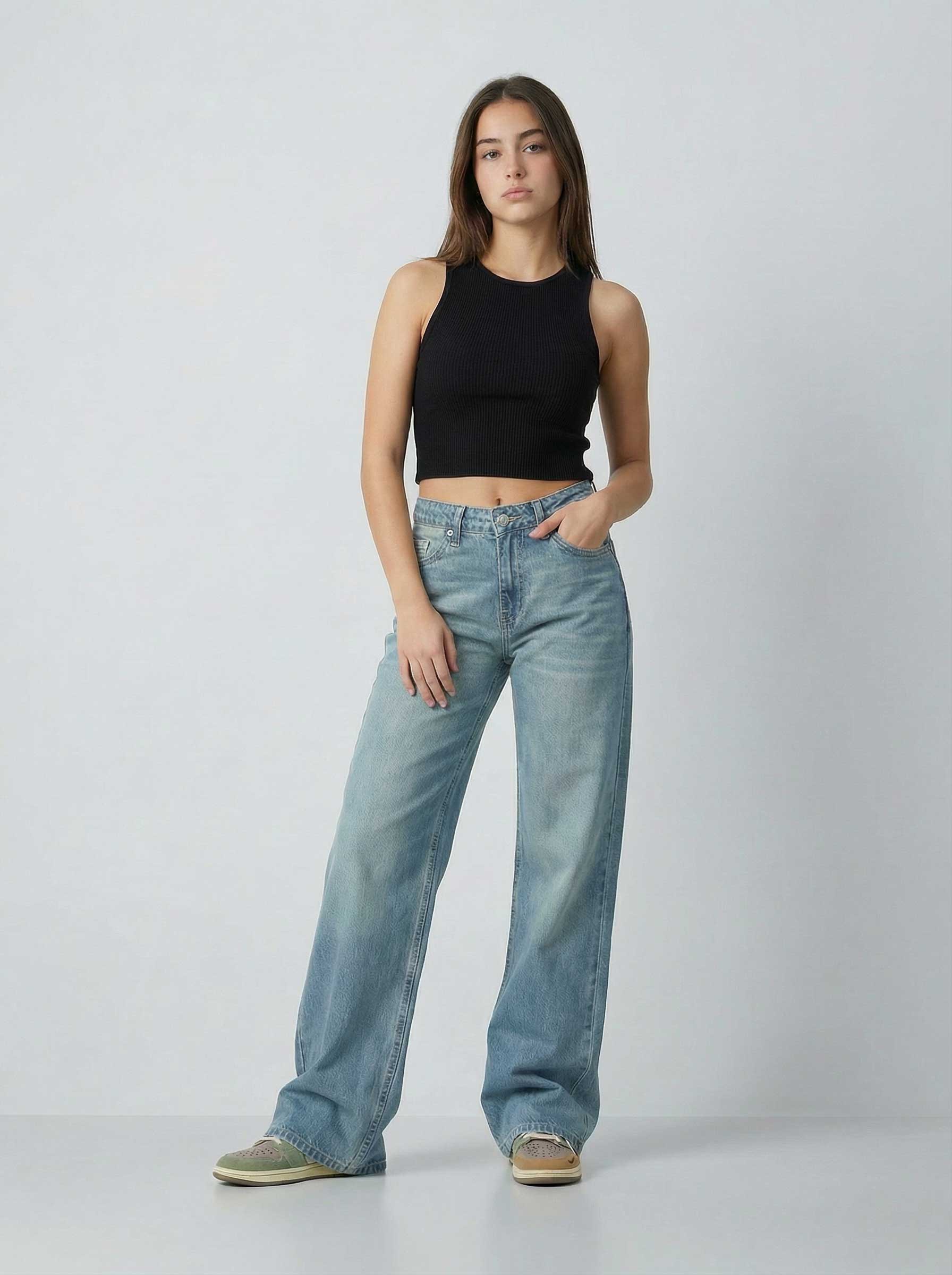 Ultra Comfort Baggy – Mid-Rise Light Vintage Blue Jeans baggy CIZARO - Cizaro Jeans