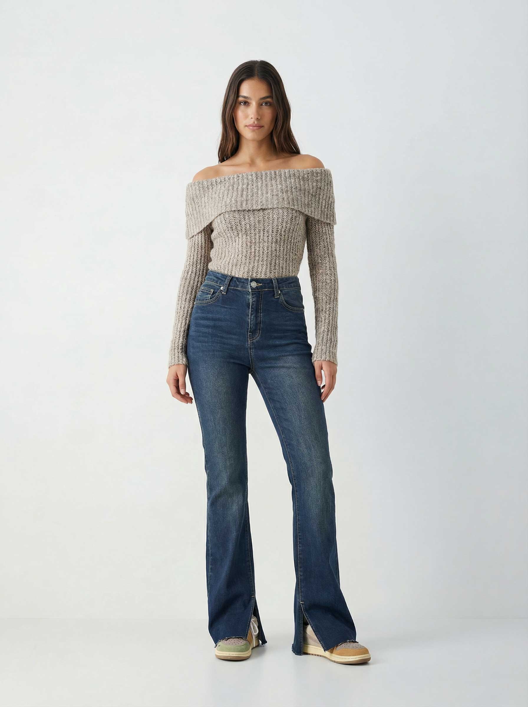 Flare – High-Waist Vintage Green Jeans flare CIZARO - Cizaro Jeans