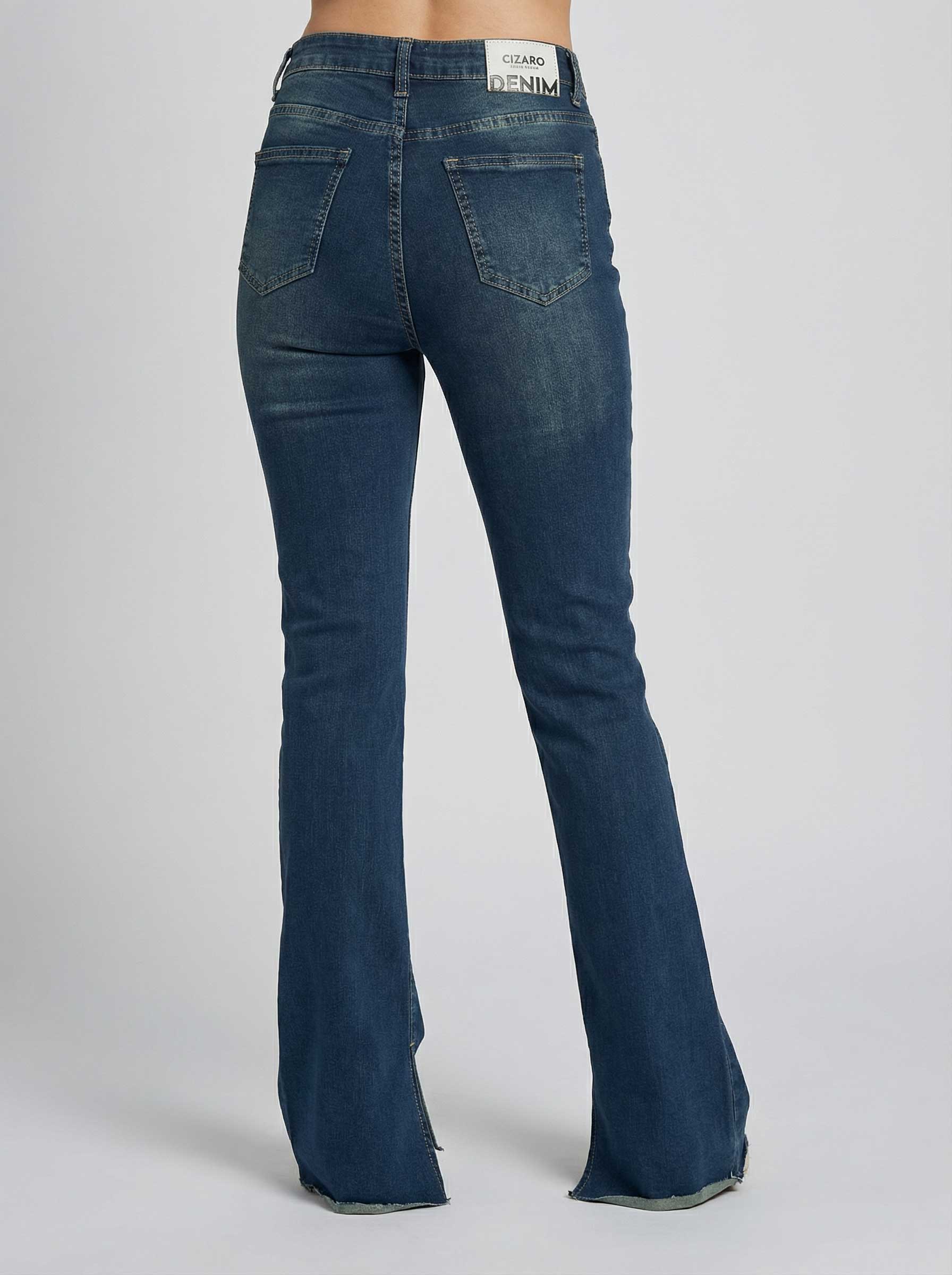 Flare – High-Waist Vintage Green Jeans flare CIZARO - Cizaro Jeans