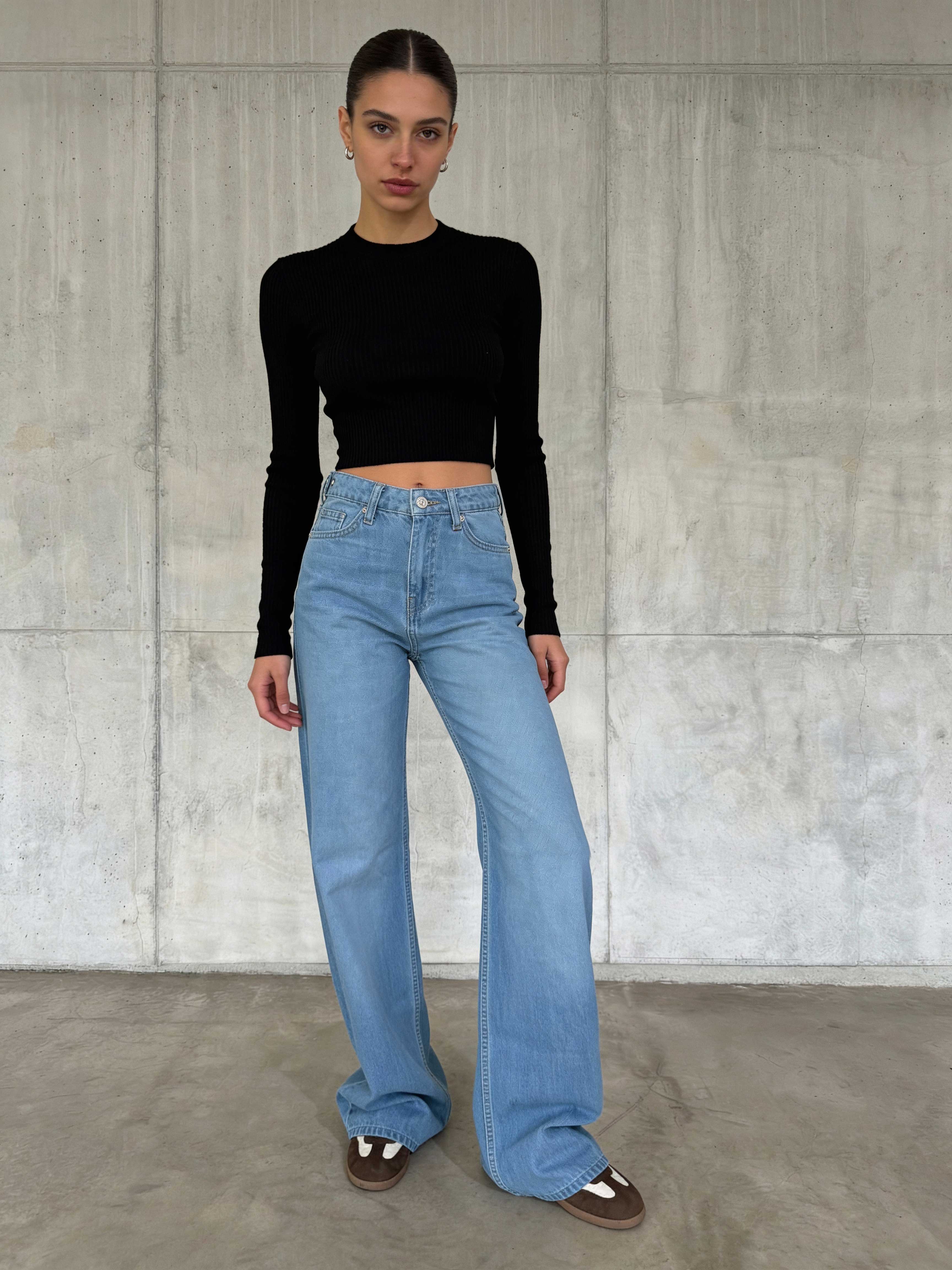 Straight – Mid-Rise Powder Blue Jeans straight CIZARO - Cizaro Jeans