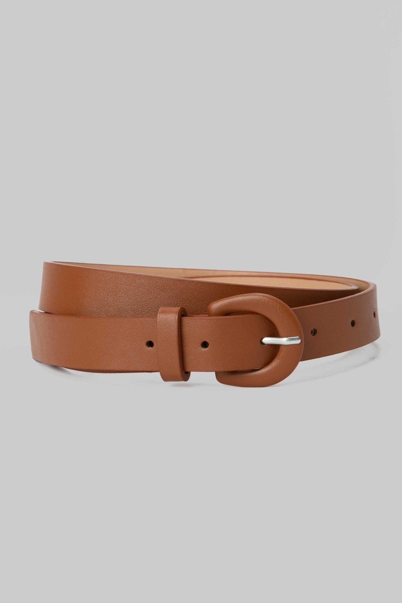 Belt | Tan Thick Minimal Round-Buckle Belt Belt CZBELT - Cizaro Jeans