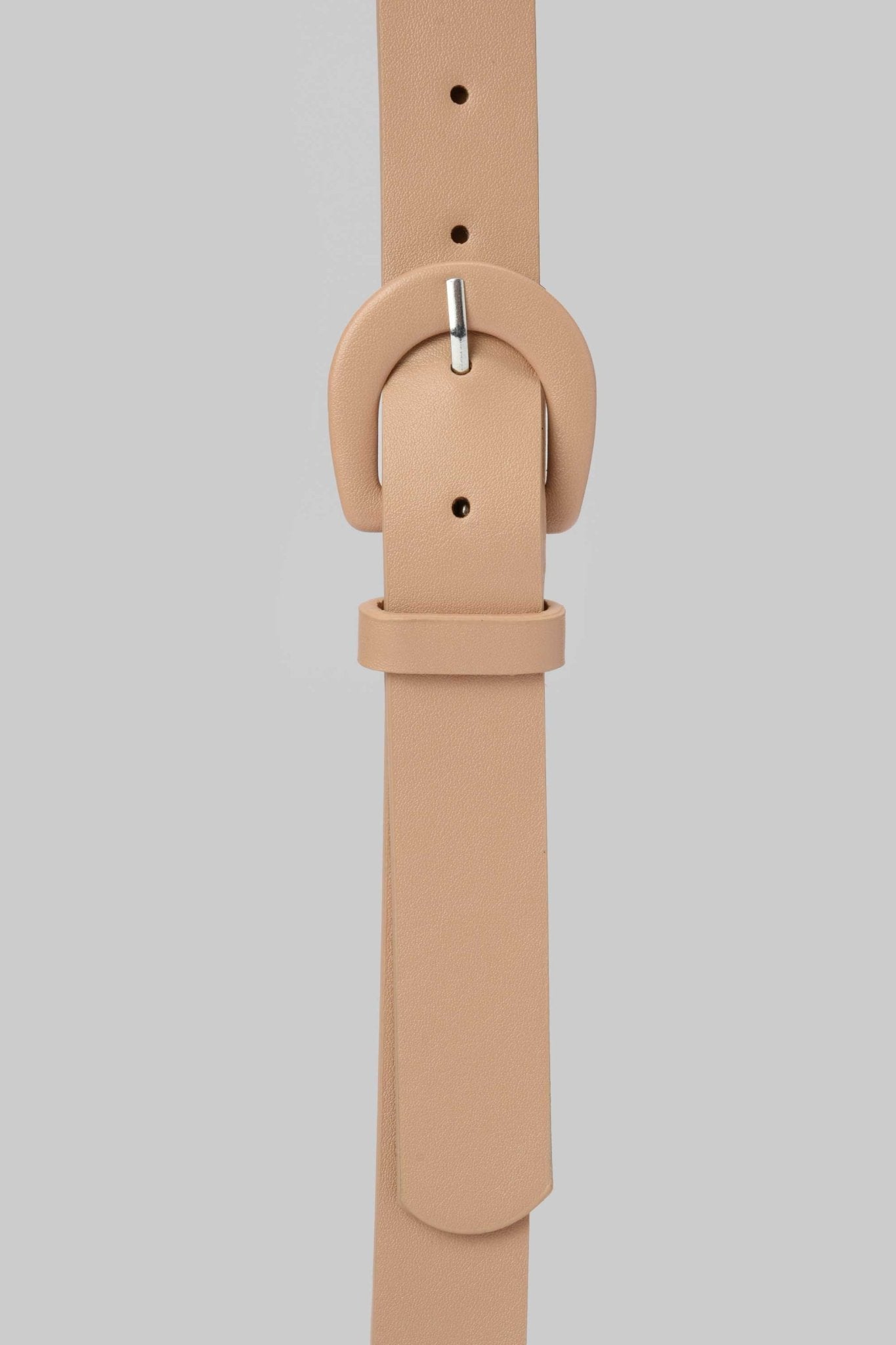 Belt | Beige Minimal Rounded Buckle Belt CZBELT - Cizaro Jeans