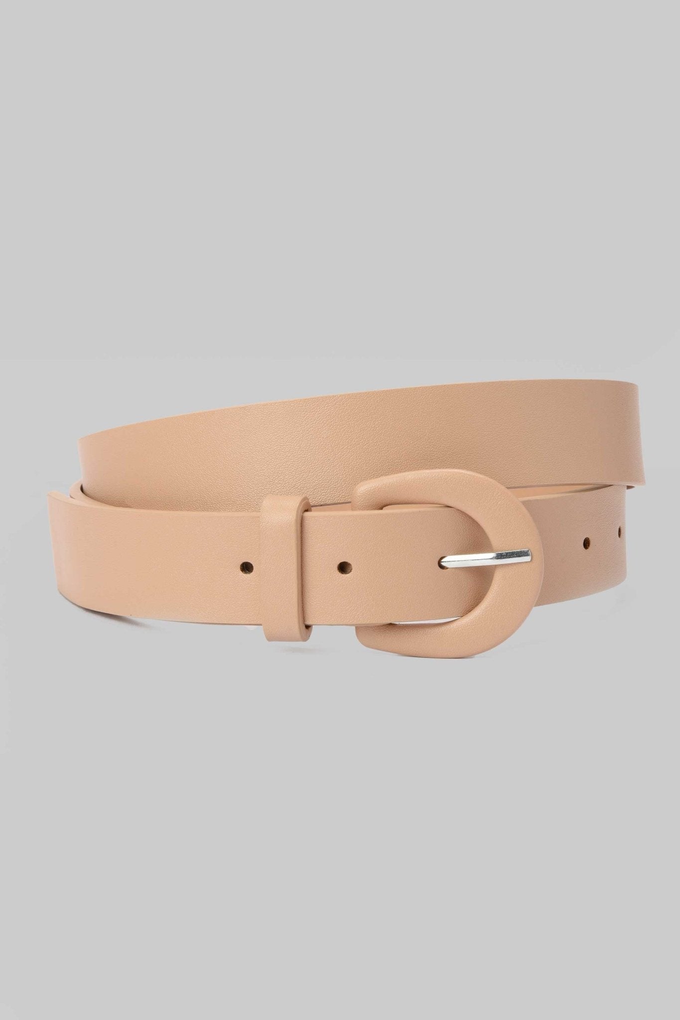 Belt | Beige Minimal Rounded Buckle Belt CZBELT - Cizaro Jeans