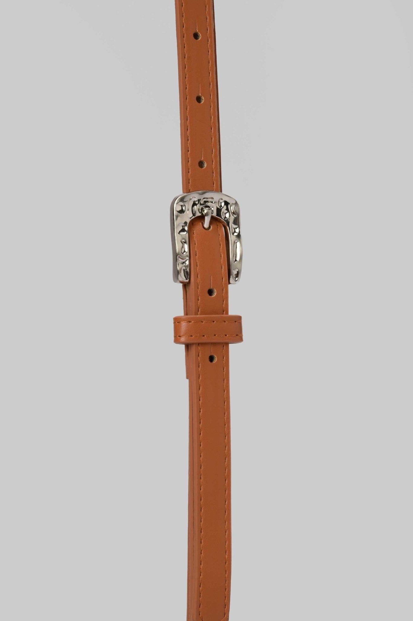 Belt | Tan Western-Stitch Slim Belt Belt CZBELT - Cizaro Jeans