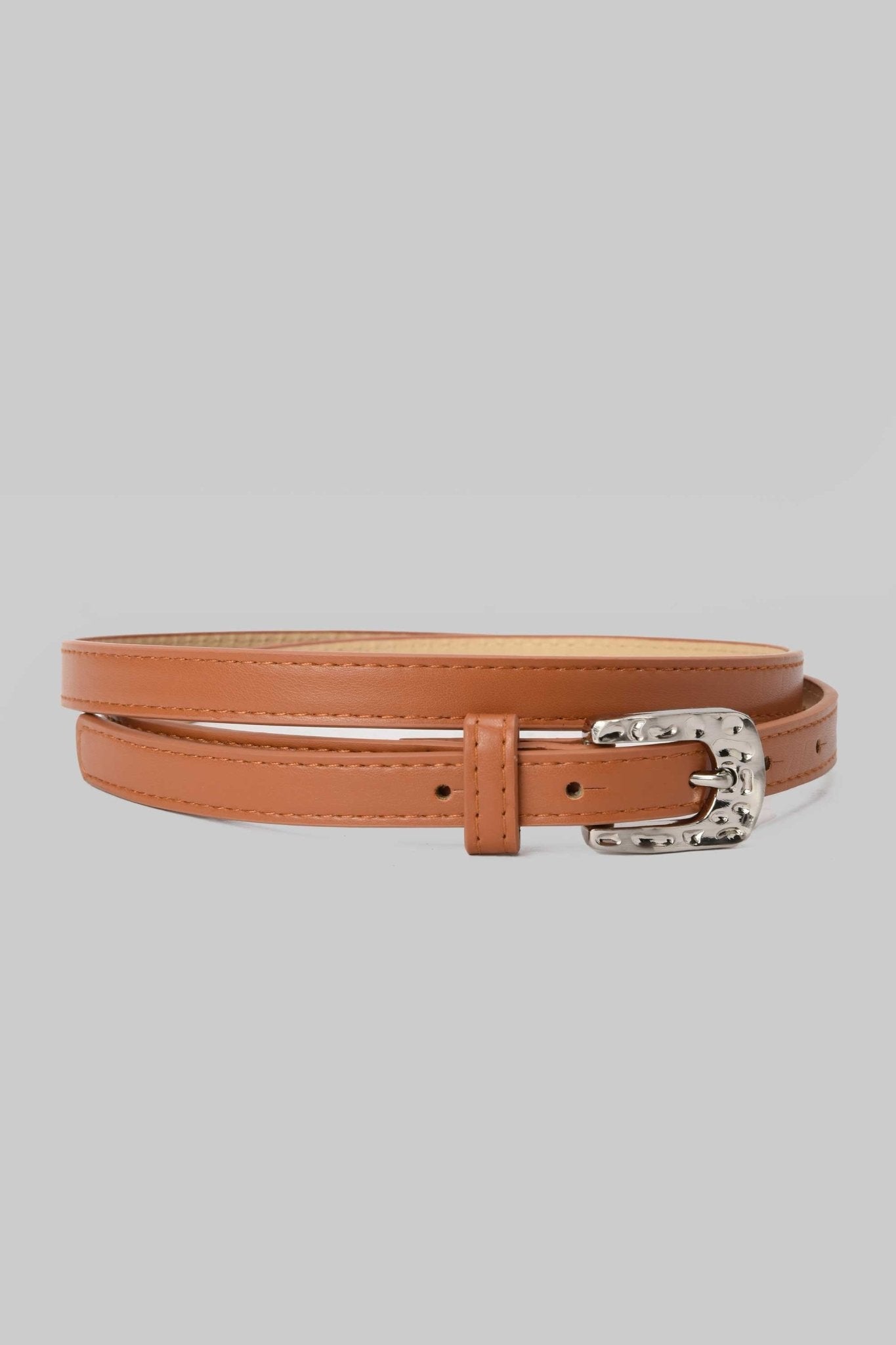 Belt | Tan Western-Stitch Slim Belt Belt CZBELT - Cizaro Jeans
