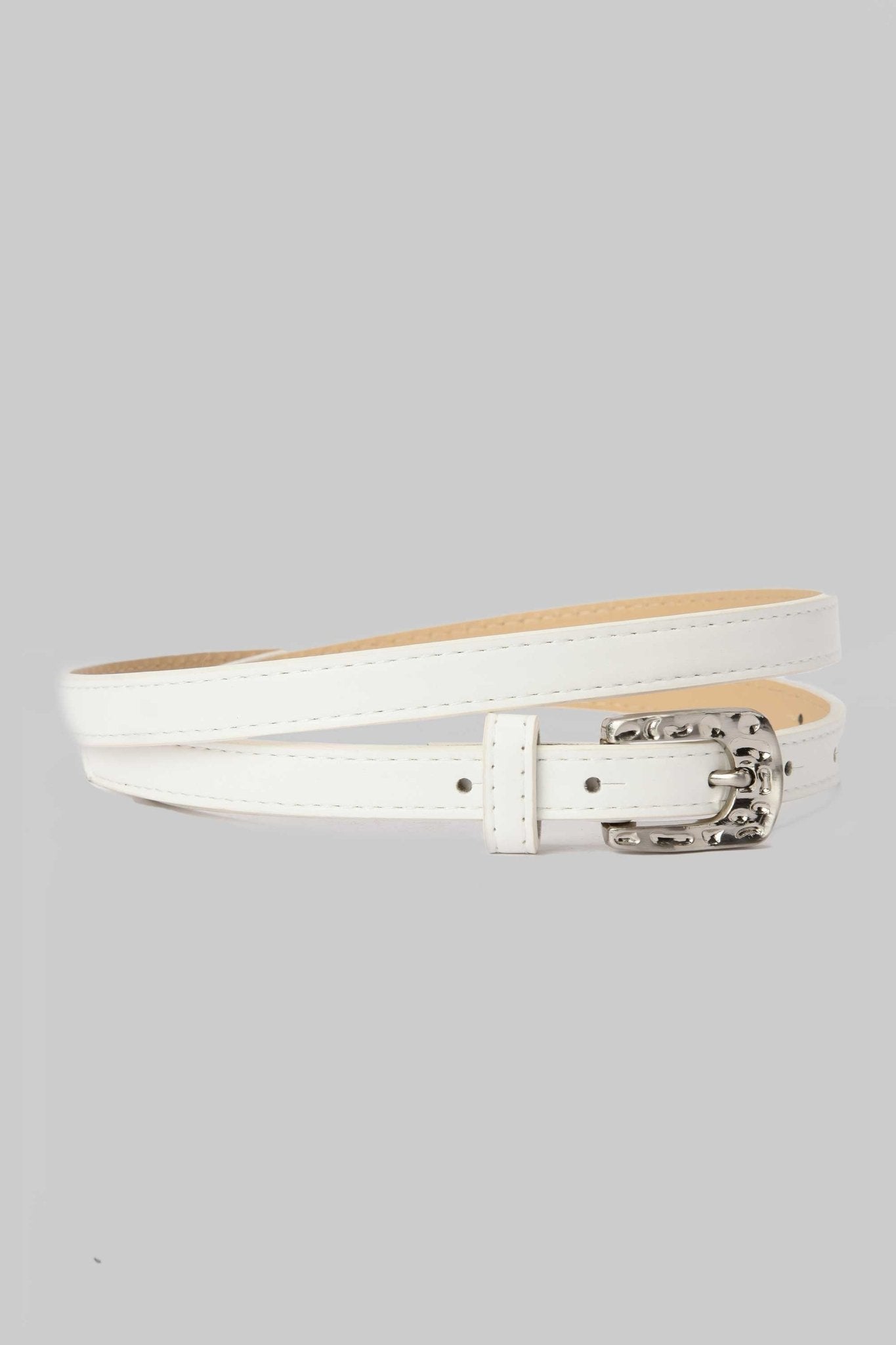 Belt | White Western-Stitch Slim Belt Belt CZBELT - Cizaro Jeans