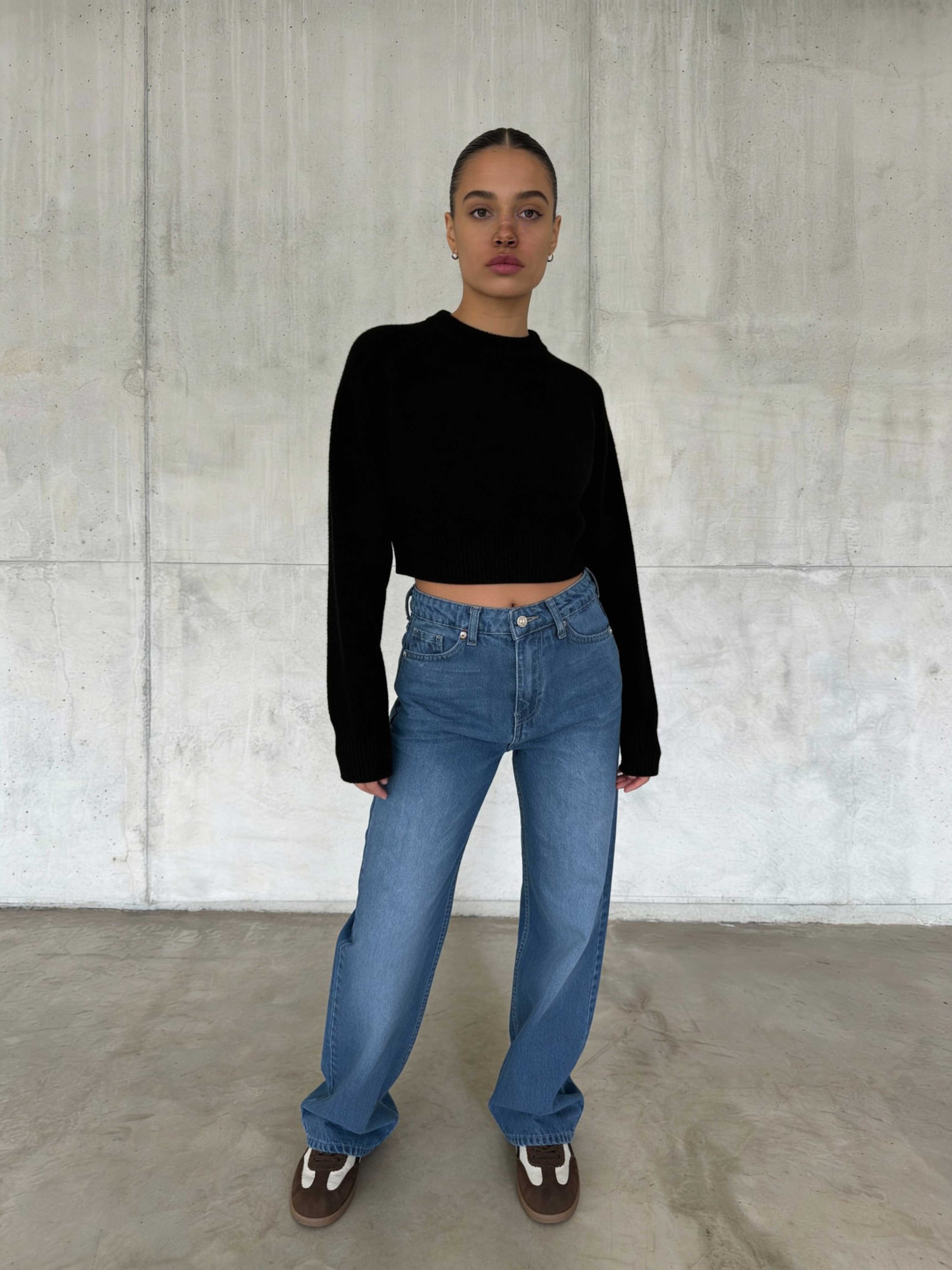 Wide Leg – High-Waist Mid Blue Jeans