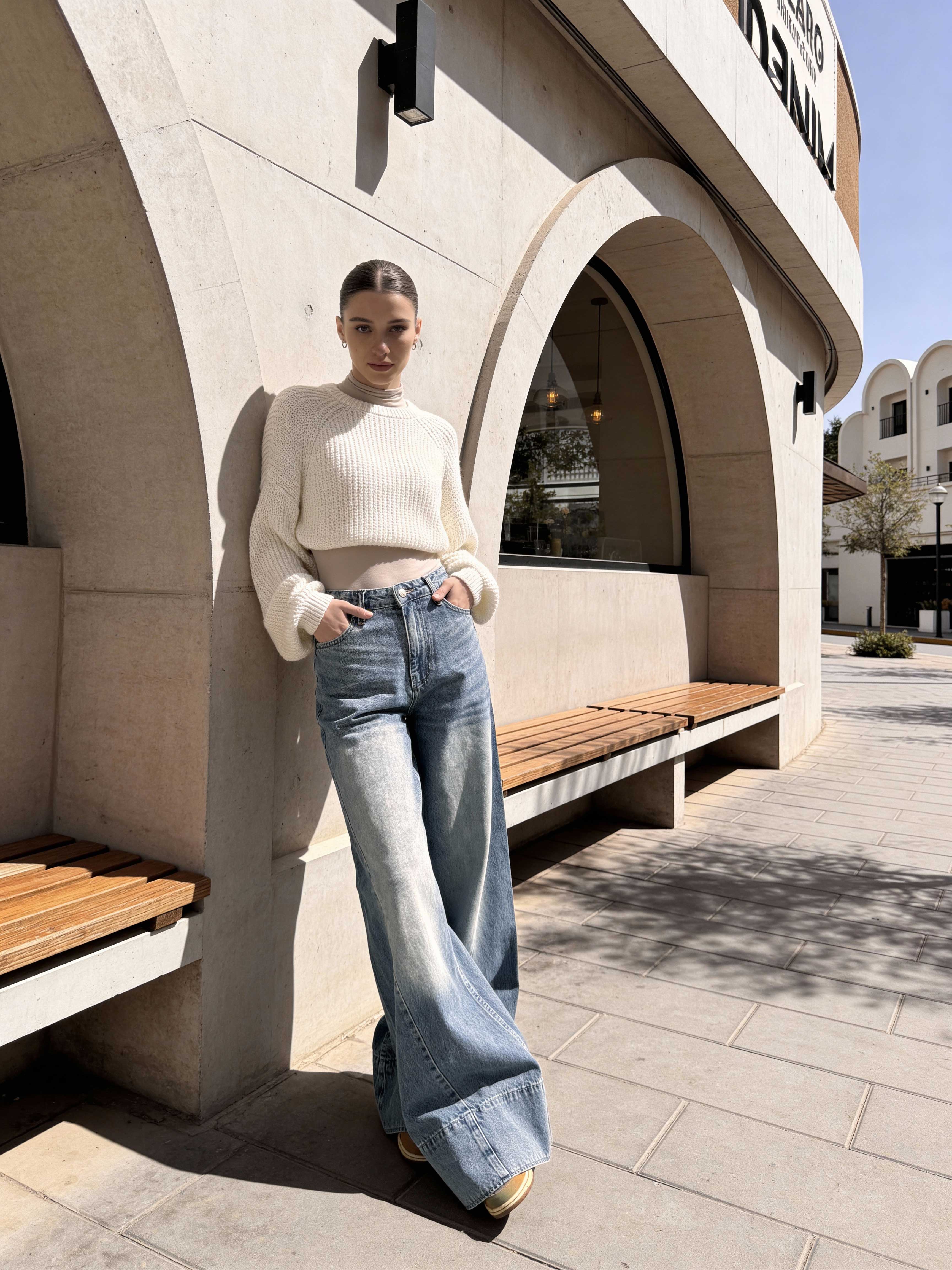 Extreme Wide Leg – High-Waist Light Vintage Blue Jeans wide legg CIZARO - Cizaro Jeans