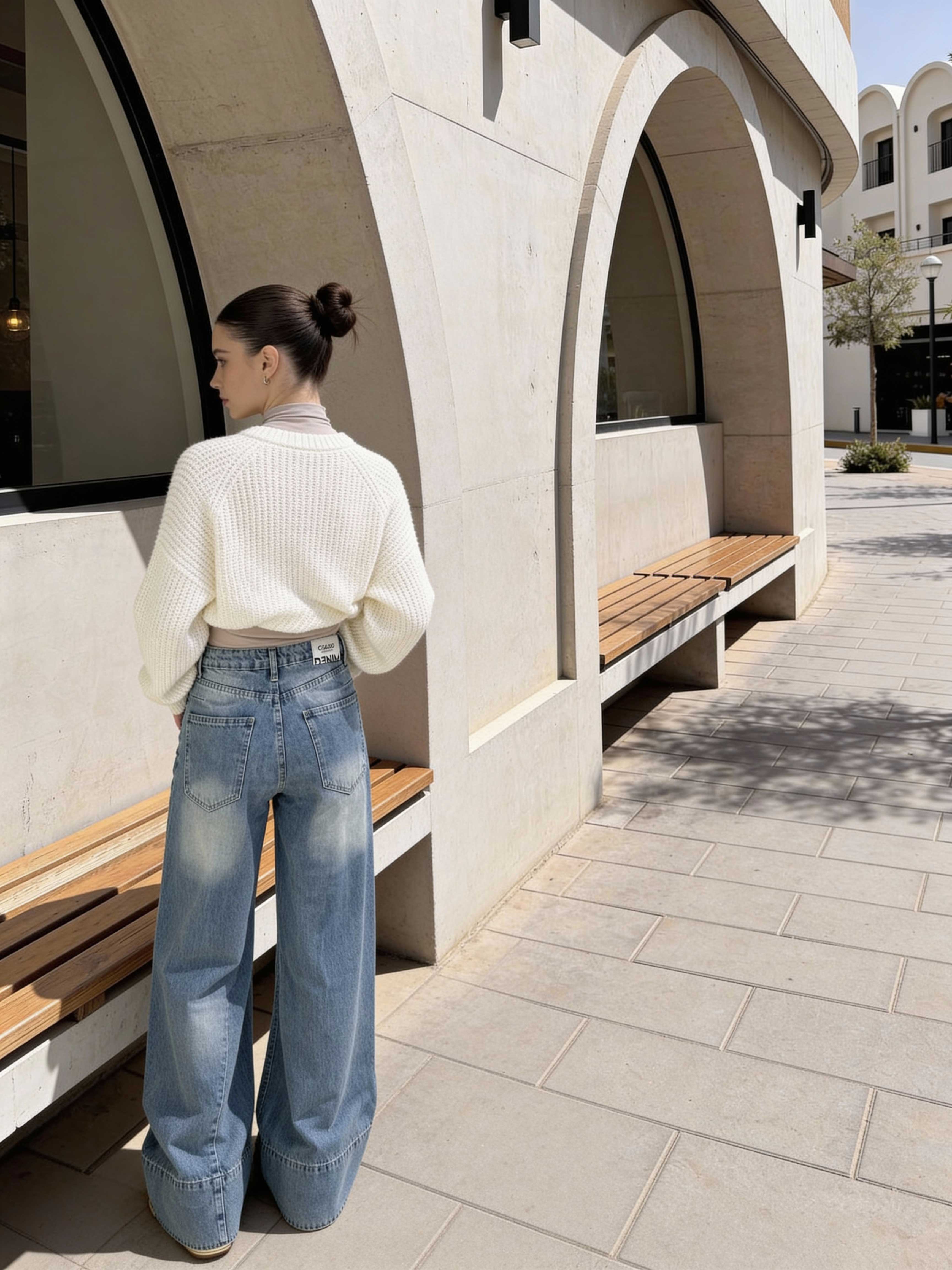 Extreme Wide Leg – High-Waist Light Vintage Blue Jeans wide legg CIZARO - Cizaro Jeans