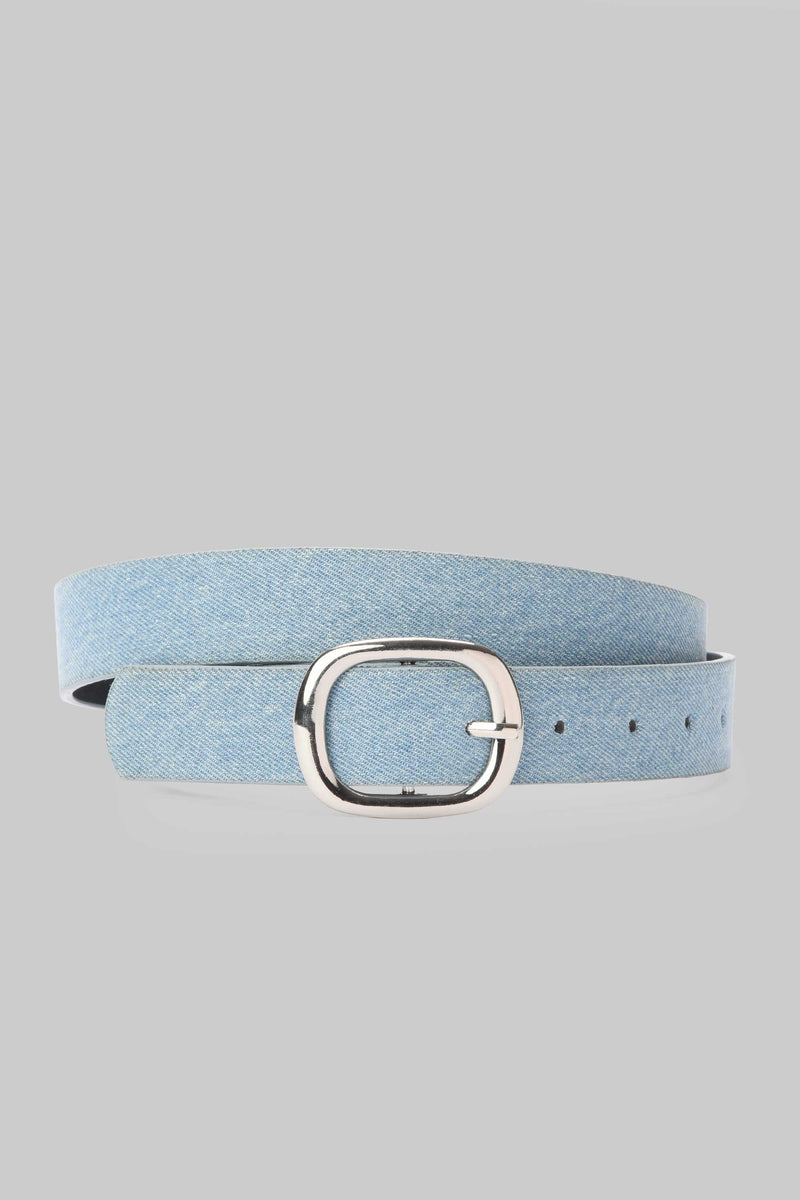 Ice Denim Rounded Silver Buckle belt CIZARO - Cizaro Jeans