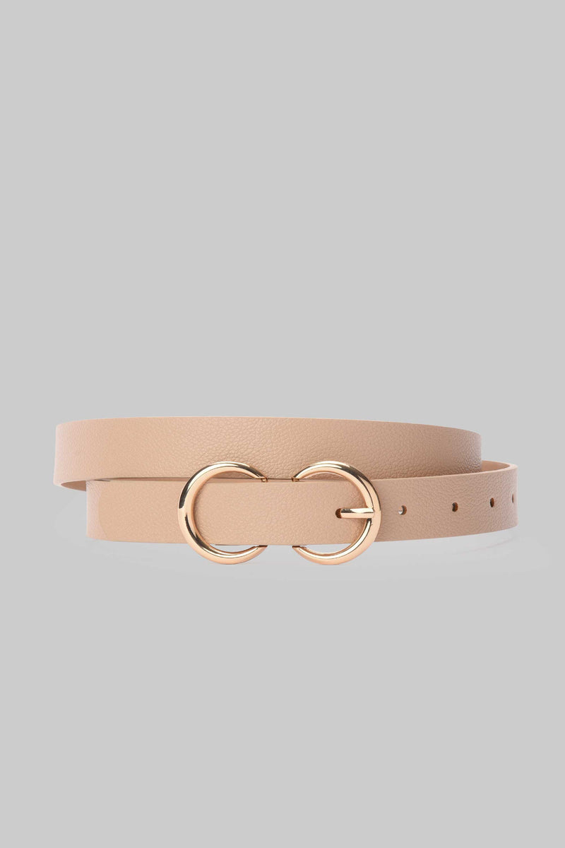 Beige Double Ring Belt Belt CIZARO - Cizaro Jeans