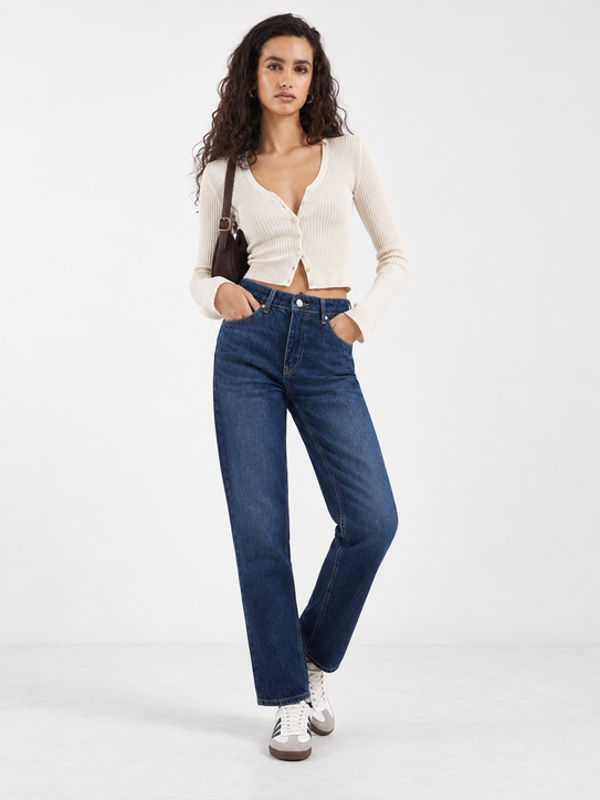Mom Fit High waist Deep Ocean blue jeans Mom fit CIZARO - Cizaro Jeans