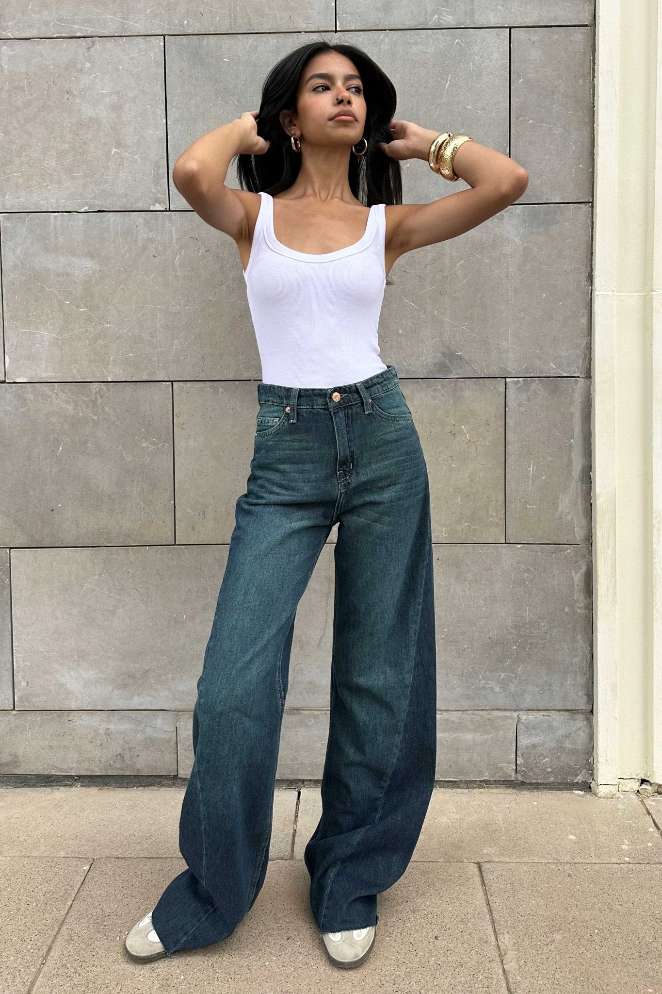 Super Baggy - High-Waist Deep Vintage Blue Jeans Super Baggy CIZARO - Cizaro Jeans
