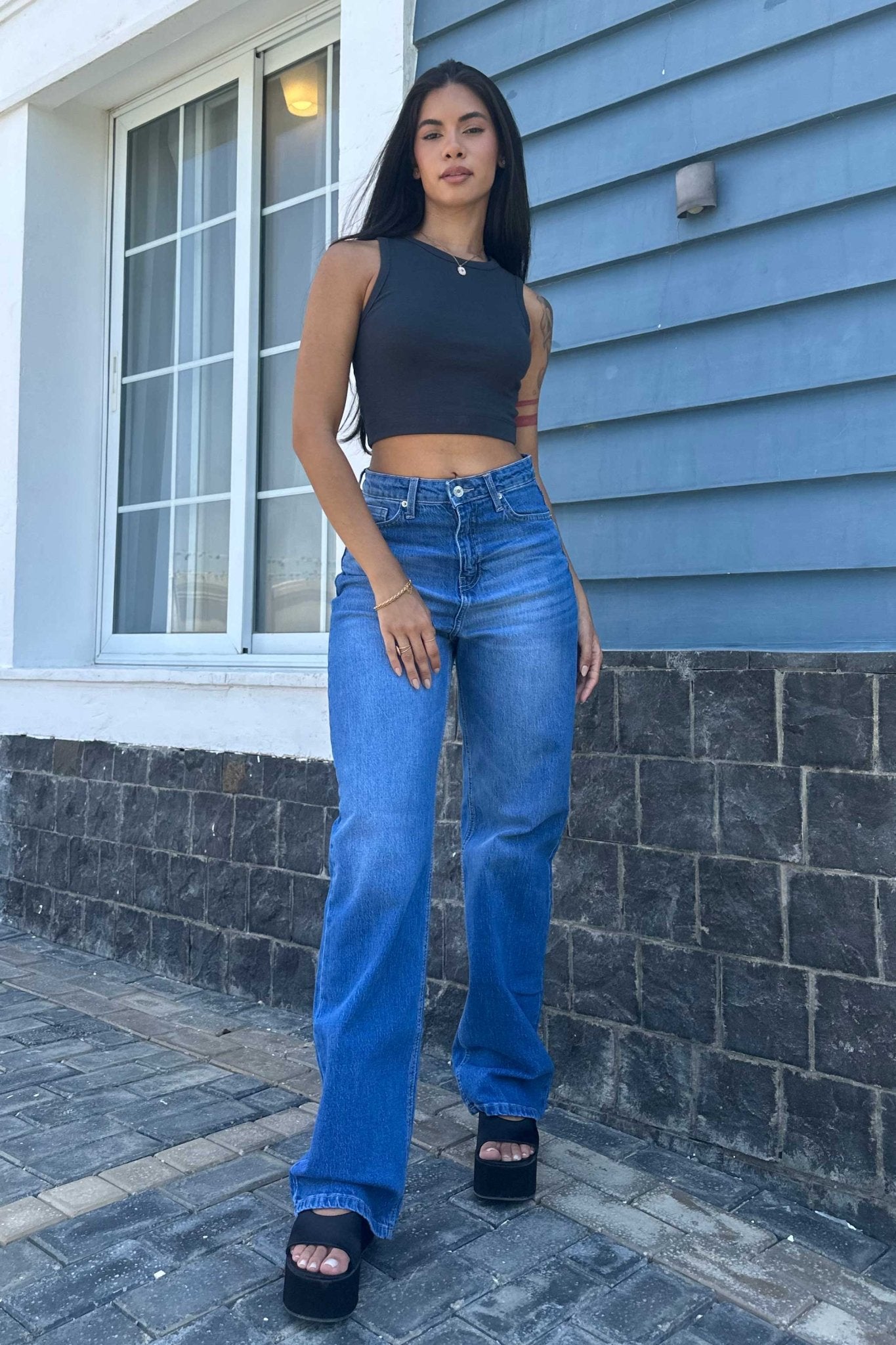 Straight-Leg - High-Waist Coastal blue Straight-Leg CIZARO - Cizaro Jeans