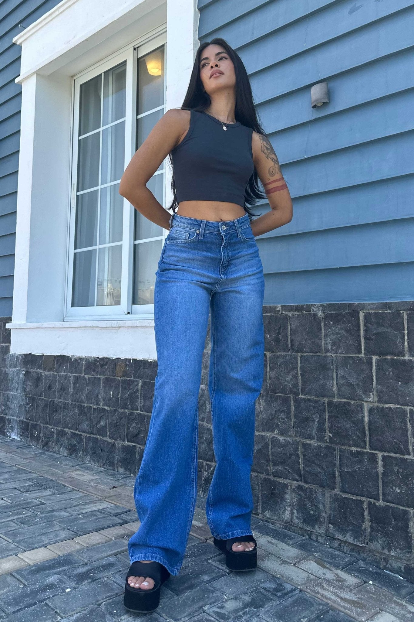 Straight-Leg - High-Waist Coastal blue Straight-Leg CIZARO - Cizaro Jeans