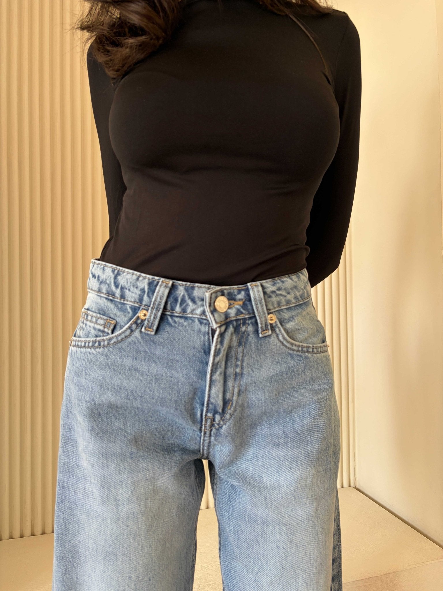 Wide Leg – Low Waist Powder Blue Jeans Wide-Leg CIZARO - Cizaro Jeans