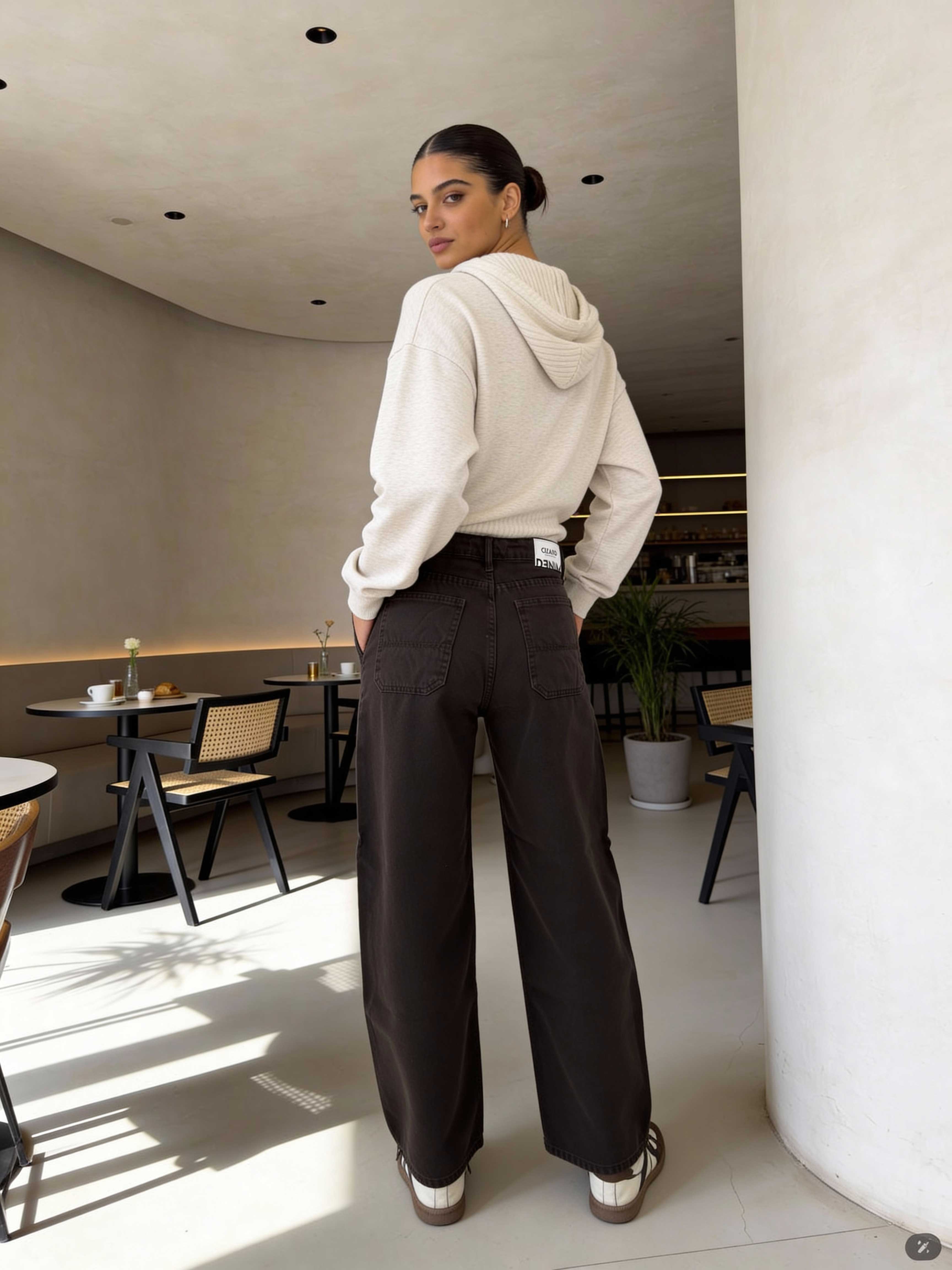 Skater – High-Waist Dark Chocolate Jeans skater CIZARO - Cizaro Jeans