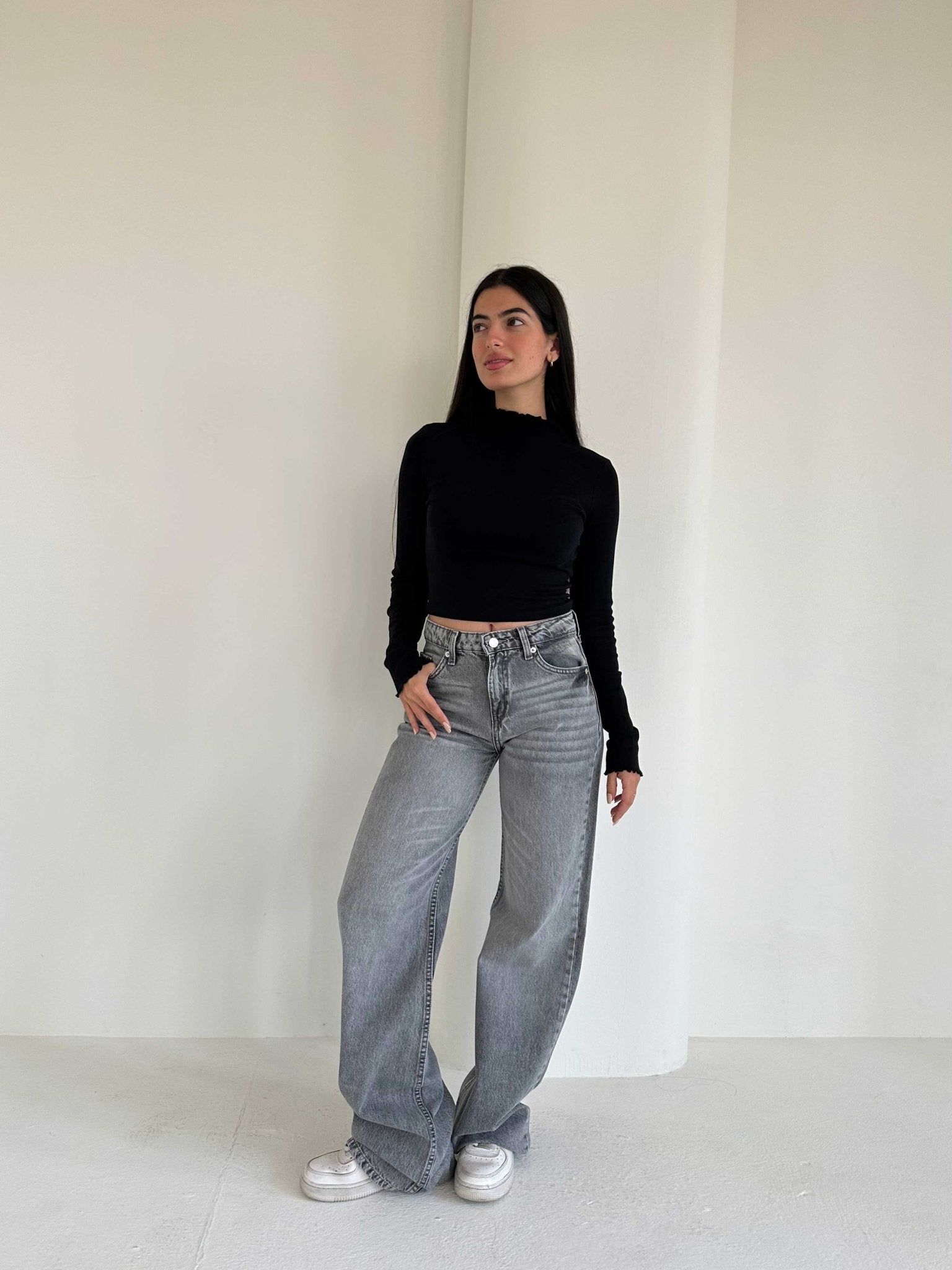 Baggy – Mid Rise Mid Grey Washed Jeans Baggy CIZARO - Cizaro Jeans