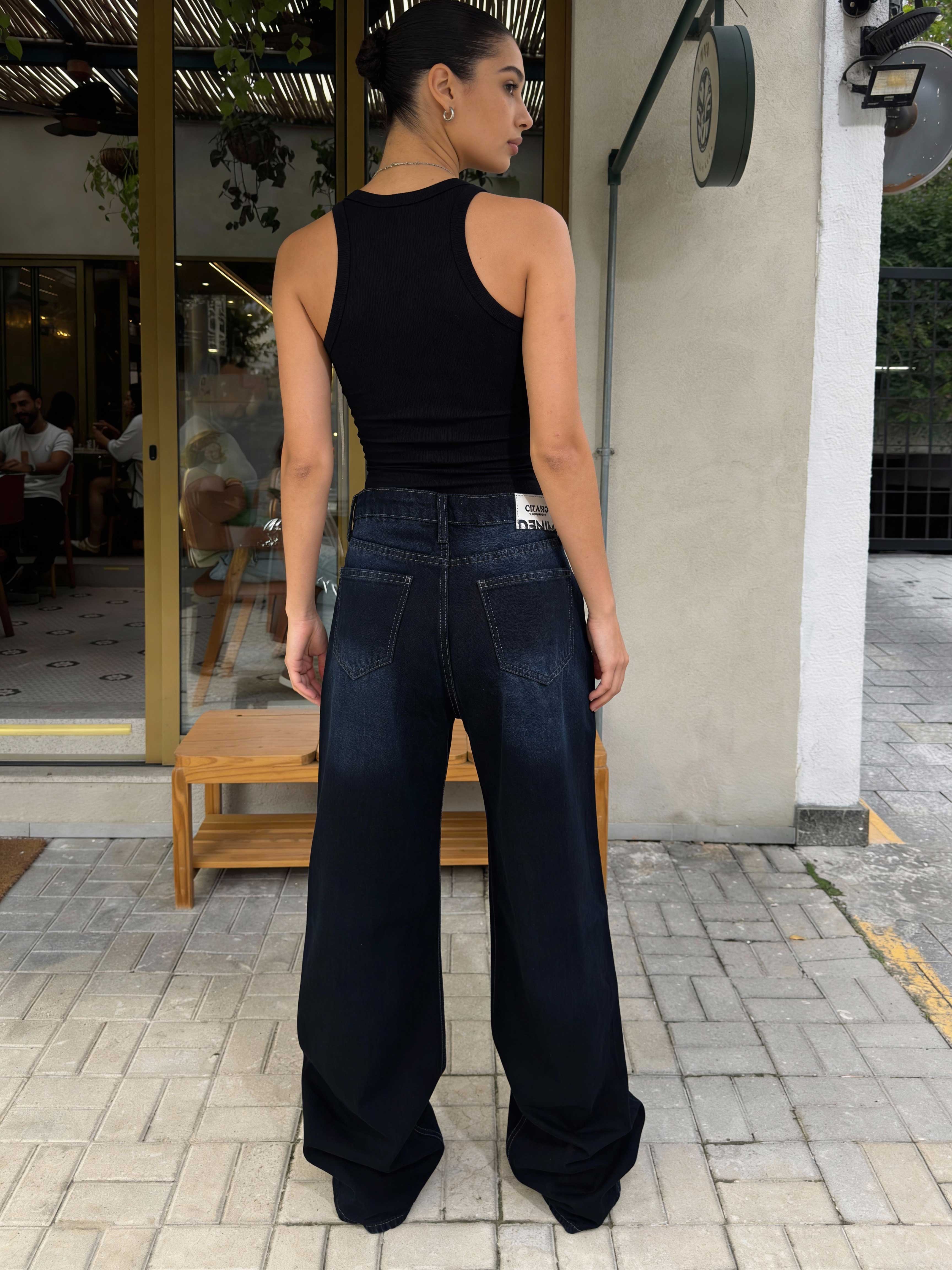 Baggy – High-Waist Deep Ocean Blue Jeans baggy CIZARO - Cizaro Jeans