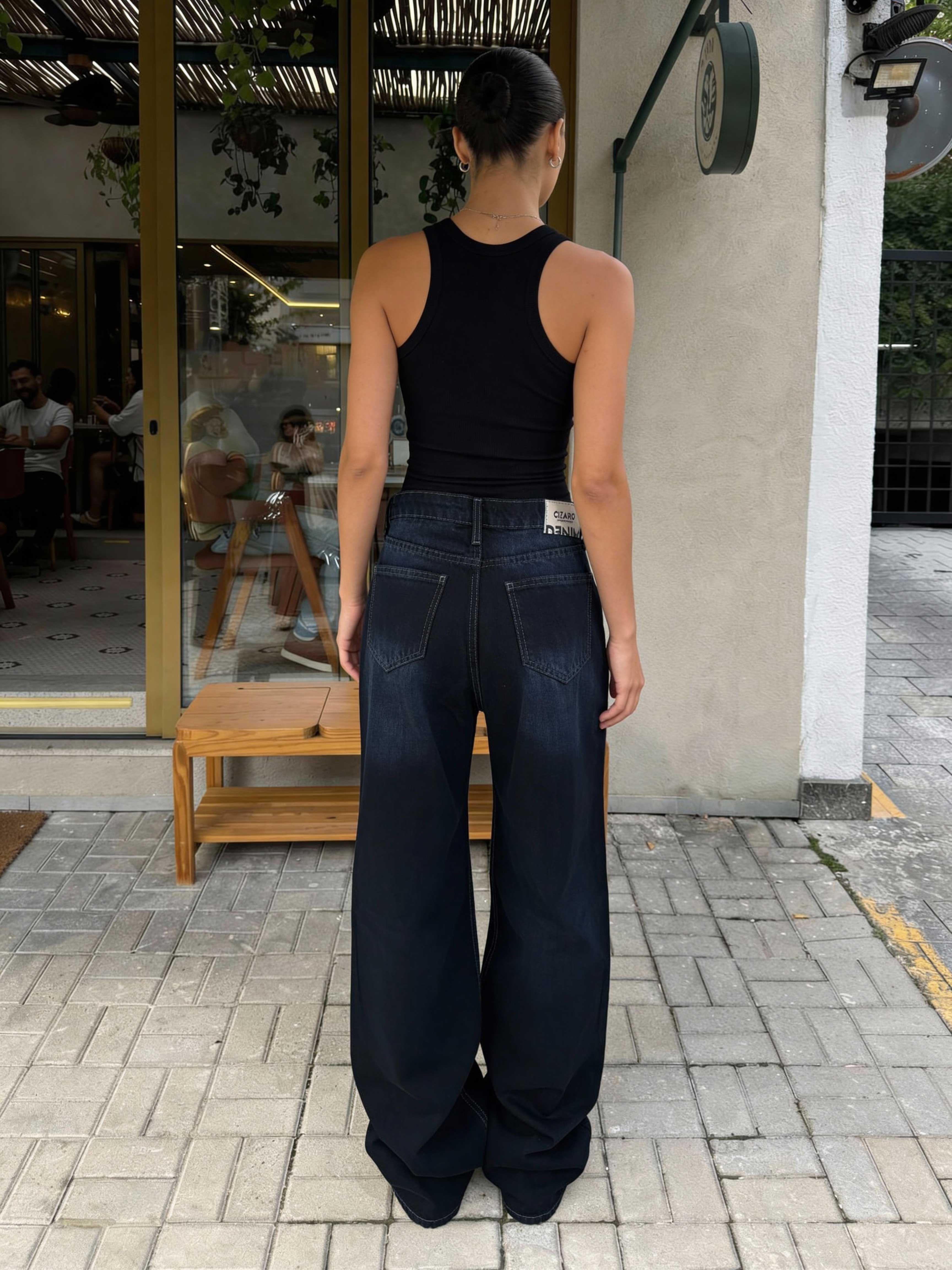 Baggy – High-Waist Deep Ocean Blue Jeans baggy CIZARO - Cizaro Jeans