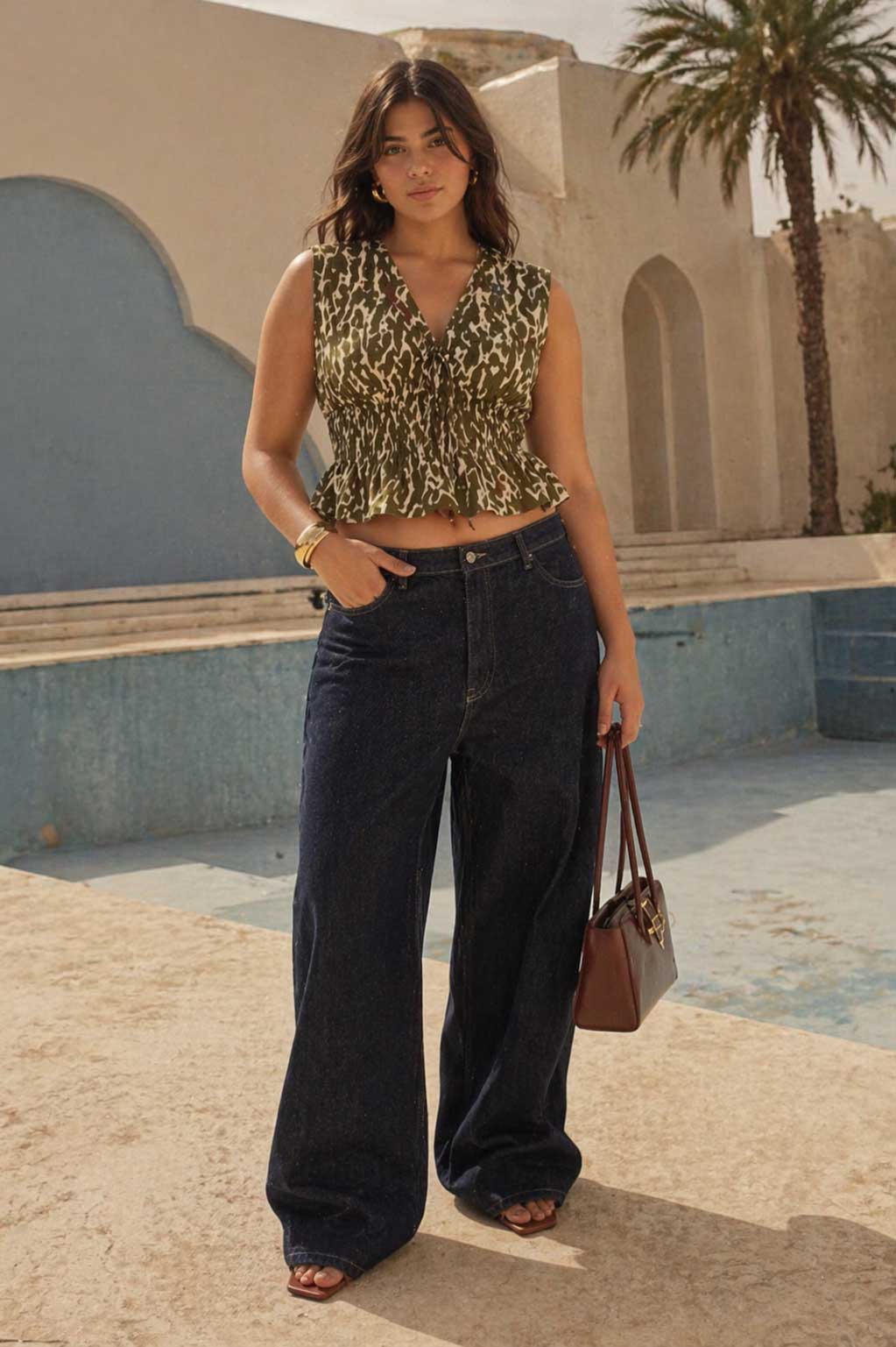 Curvy Fit – Baggy High-Waist Raw Denim Jeans