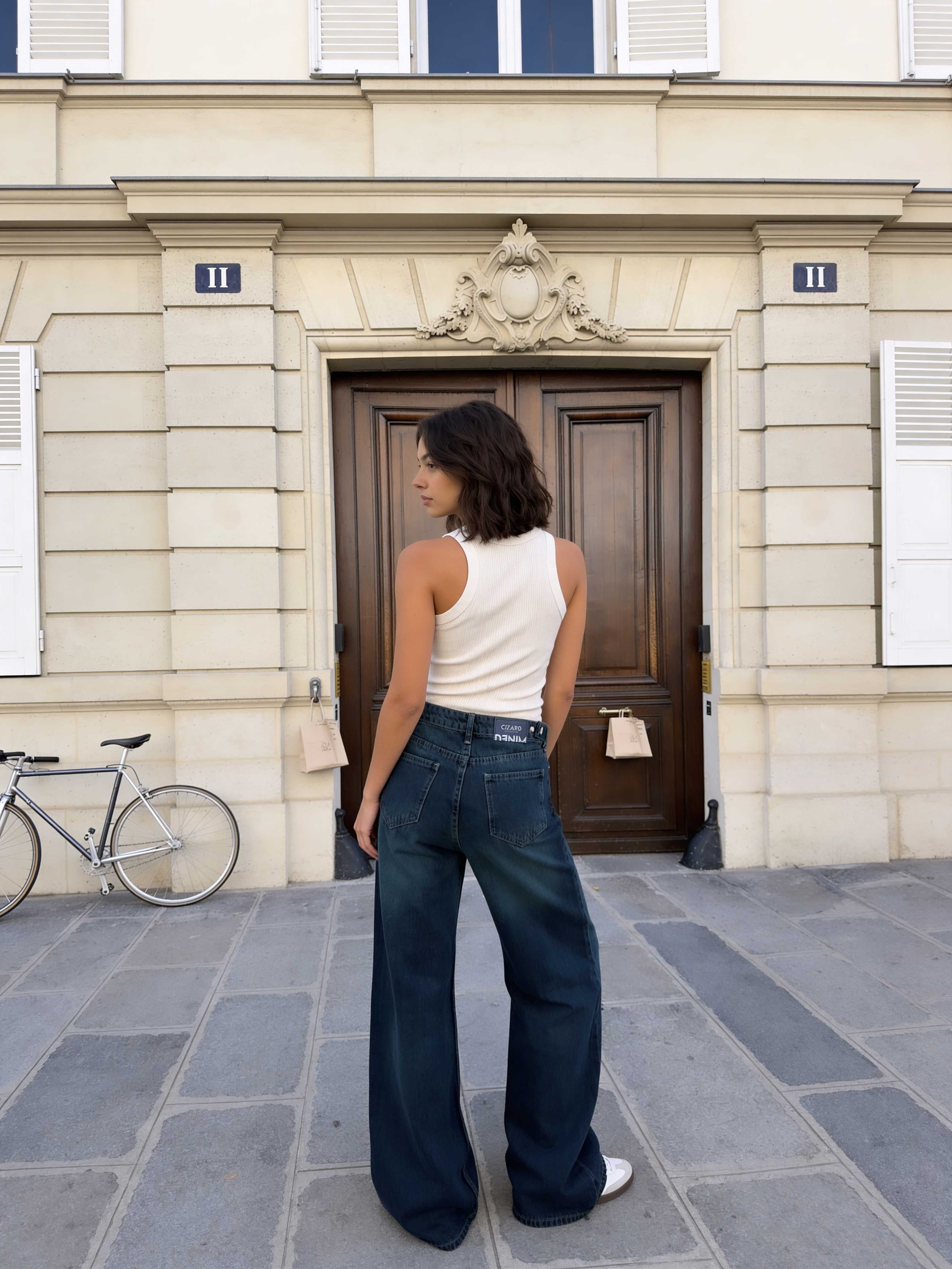 Baggy – High-Waist Flex Waist Deep Vintage Green Jeans Baggy - Flex waist CIZARO - Cizaro Jeans