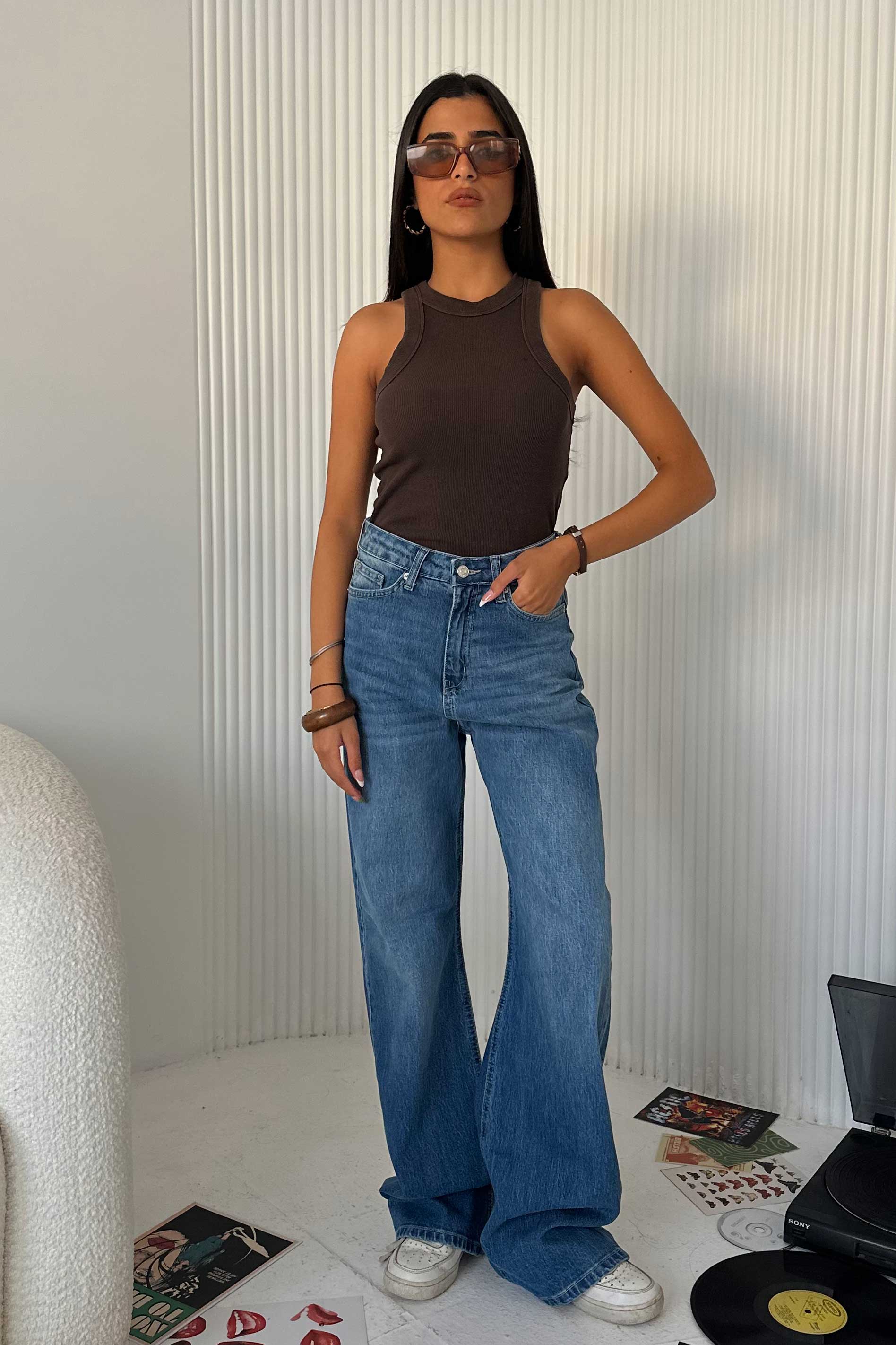 Ultra Comfort Wide-Leg - High-Waist True Blue Washed Jeans wide leg CIZARO - Cizaro Jeans
