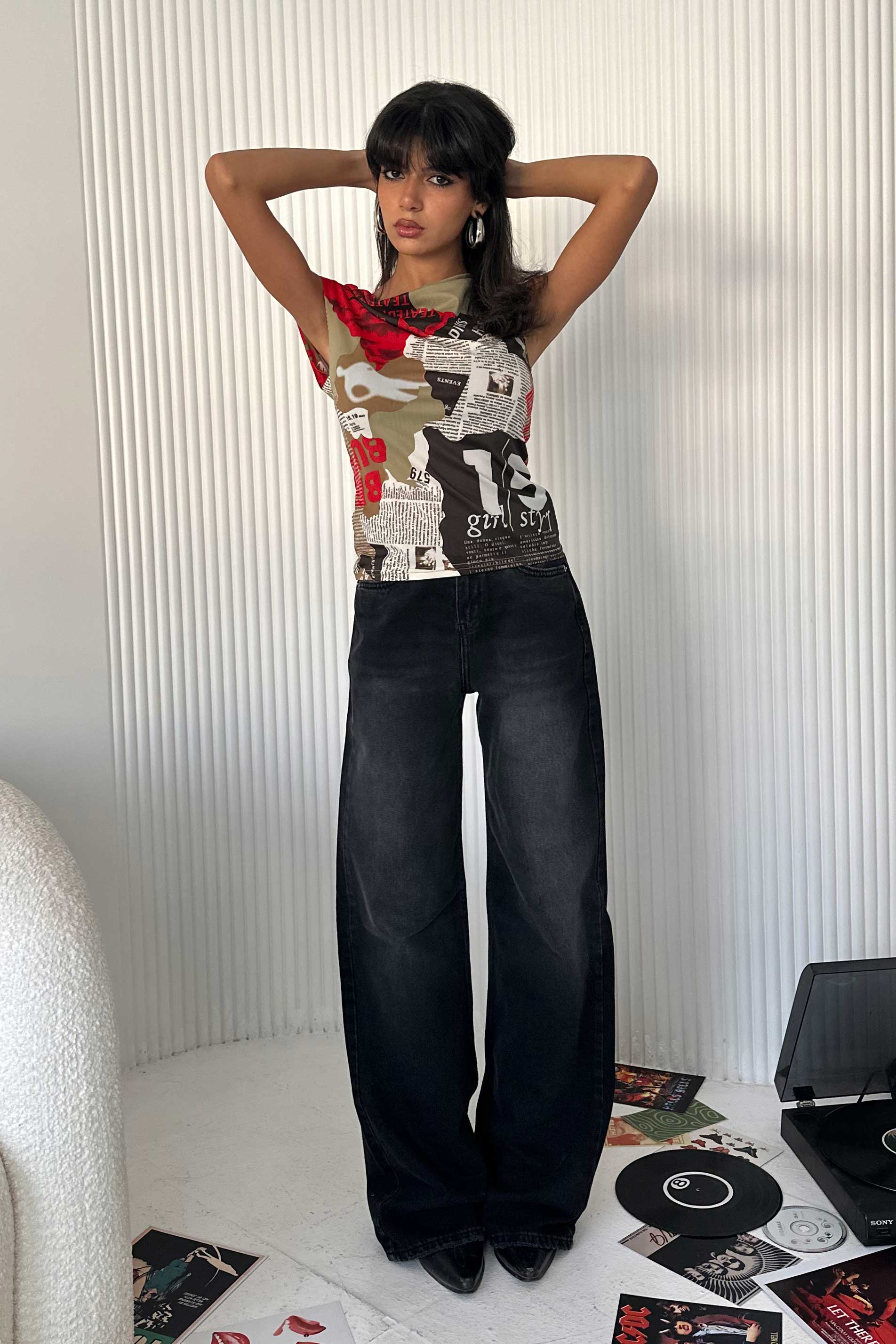 Baggy - Low-Waist Faded Washed Black Jeans baggy CIZARO - Cizaro Jeans