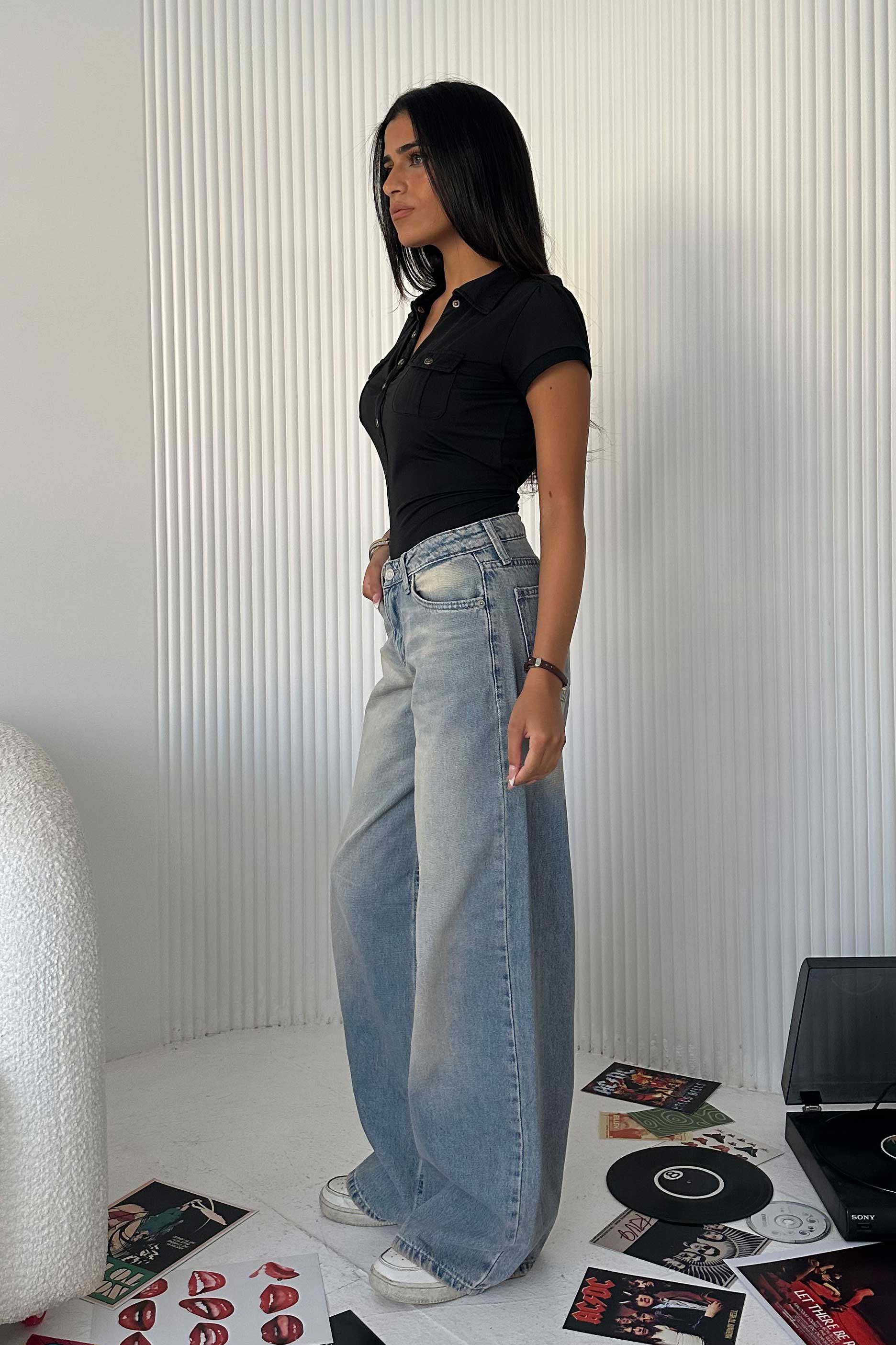 Baggy - Low Waist Light Vintage Blue Jeans baggy CIZARO - Cizaro Jeans