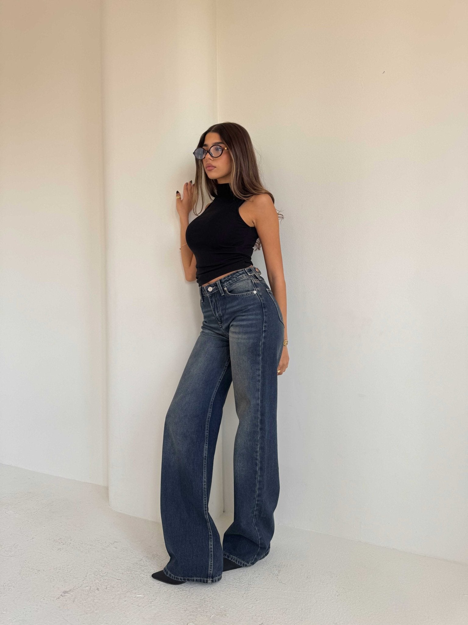 Baggy – Mid Rise Flex Waist in Faded Vintage Blue Baggy CIZARO - Cizaro Jeans