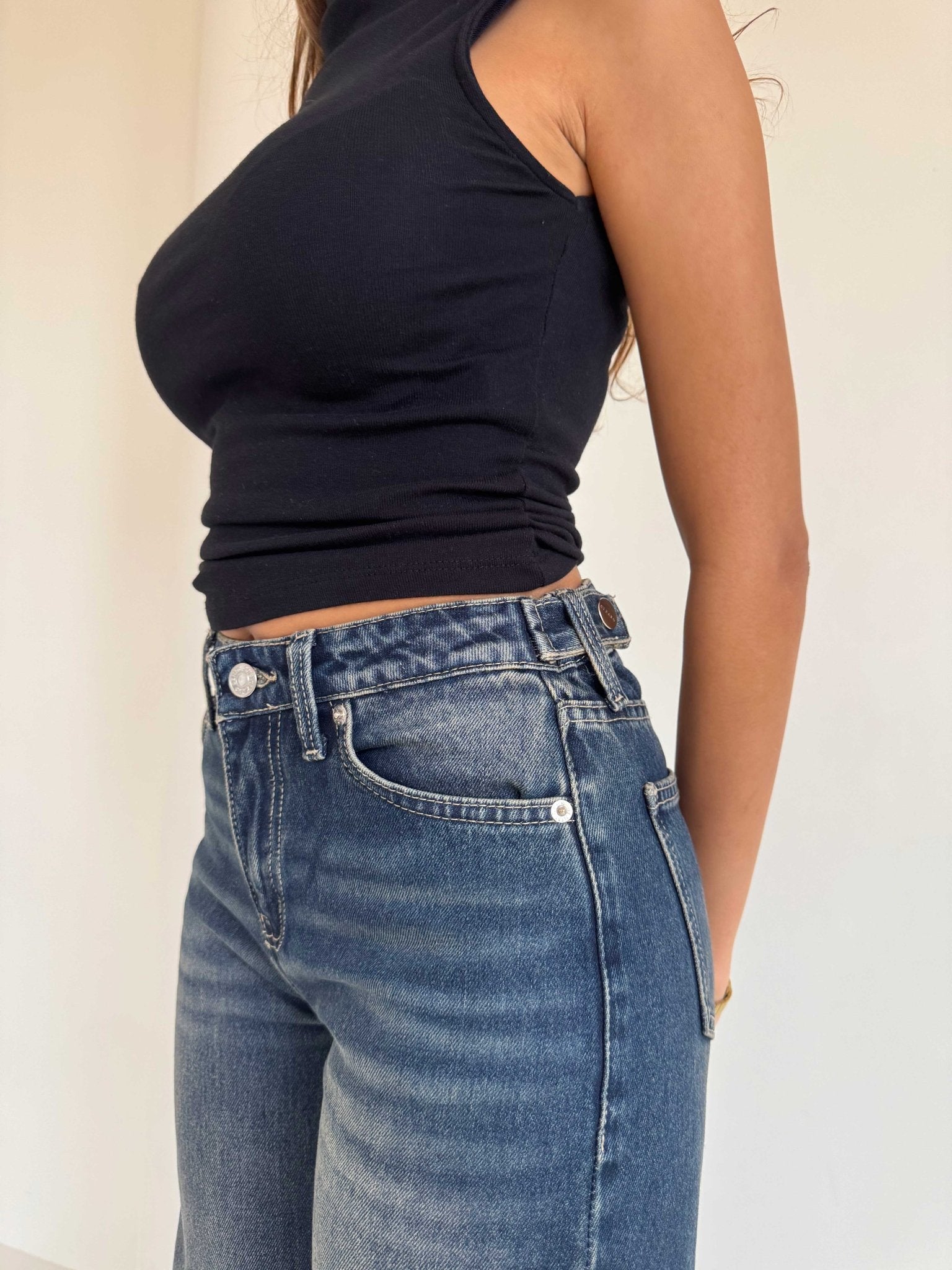Baggy – Mid Rise Flex Waist in Faded Vintage Blue Baggy CIZARO - Cizaro Jeans