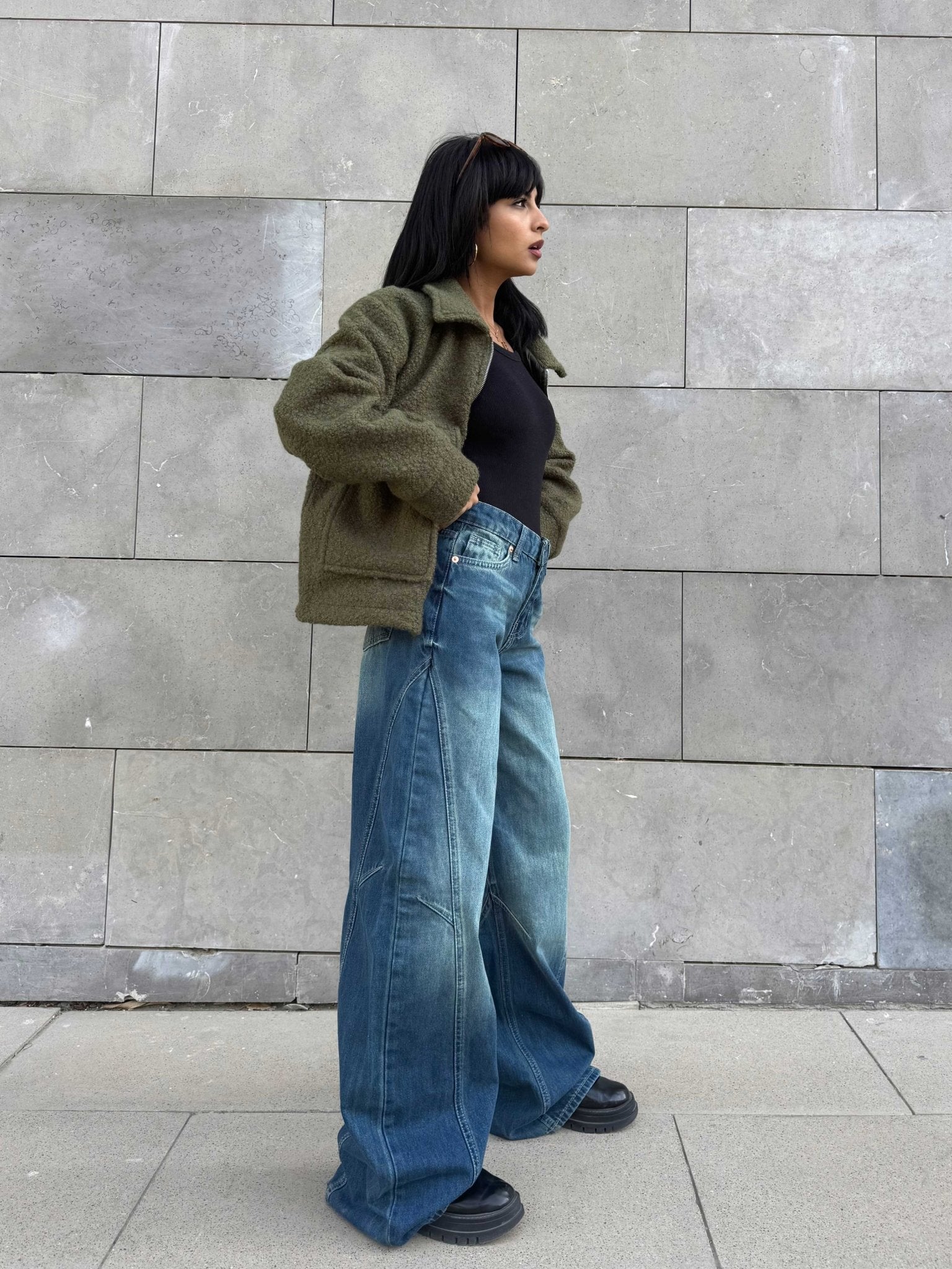 Super Baggy – Mid-Rise Vintage Green Jeans Baggy CIZARO - Cizaro Jeans