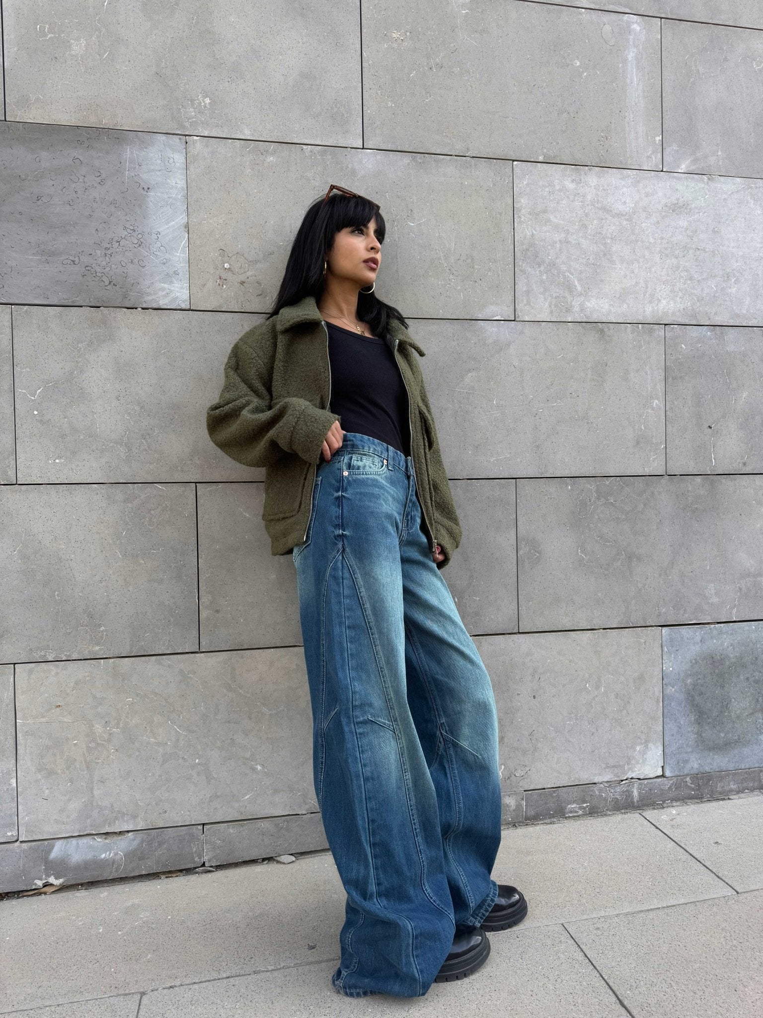 Super Baggy – Mid-Rise Vintage Green Jeans Baggy CIZARO - Cizaro Jeans