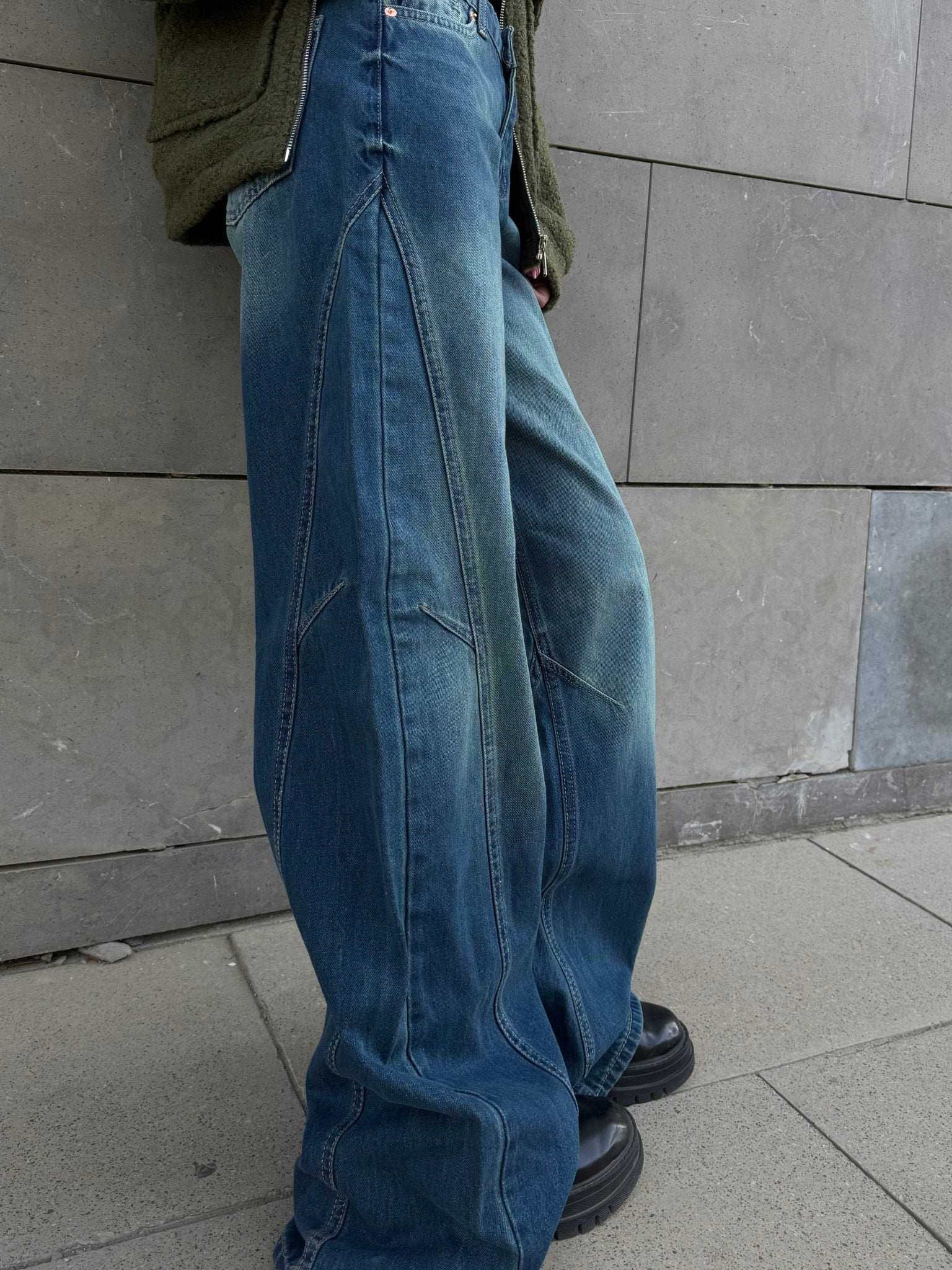 Super Baggy – Mid-Rise Vintage Green Jeans Baggy CIZARO - Cizaro Jeans