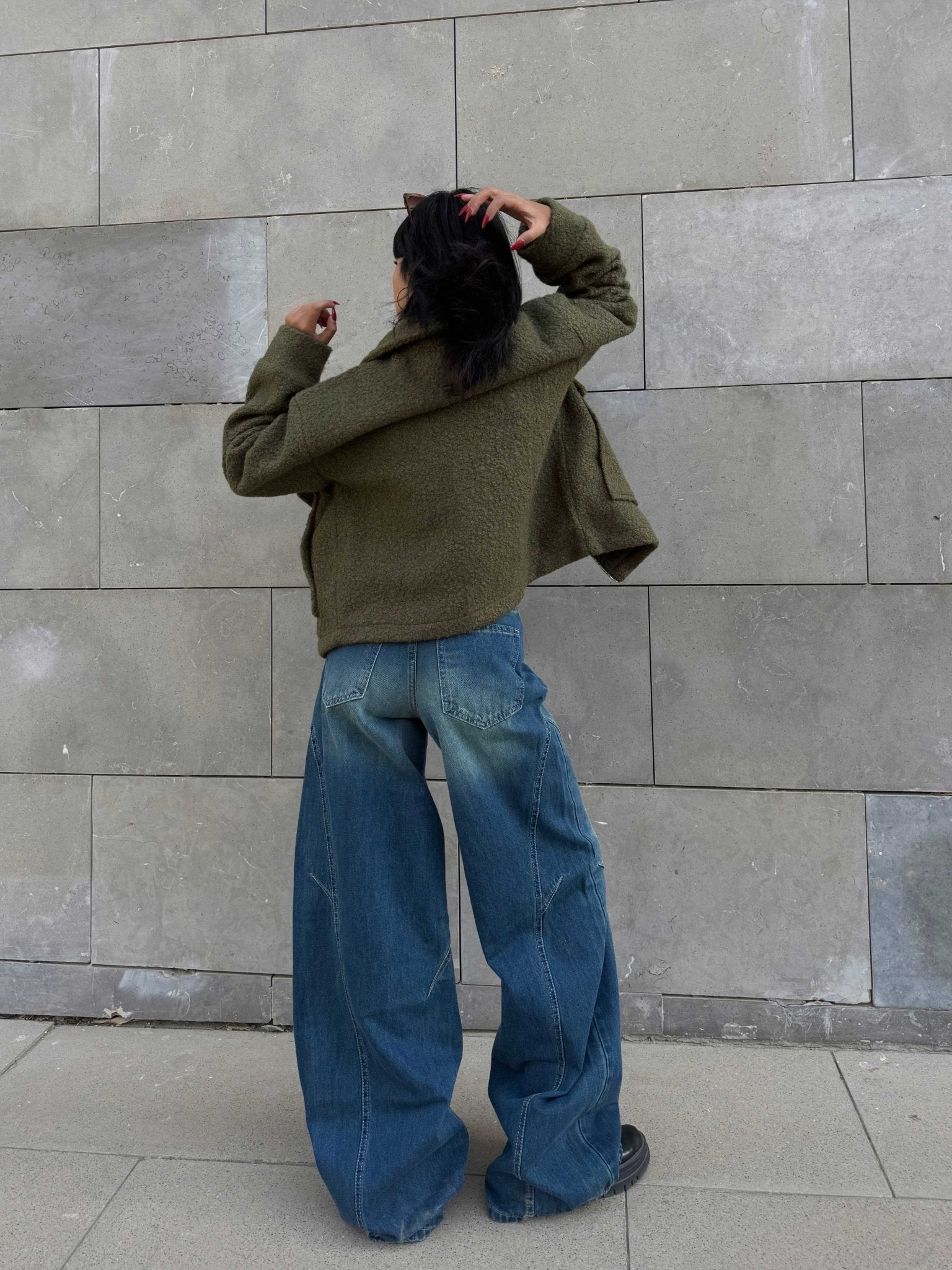 Super Baggy – Mid-Rise Vintage Green Jeans Baggy CIZARO - Cizaro Jeans