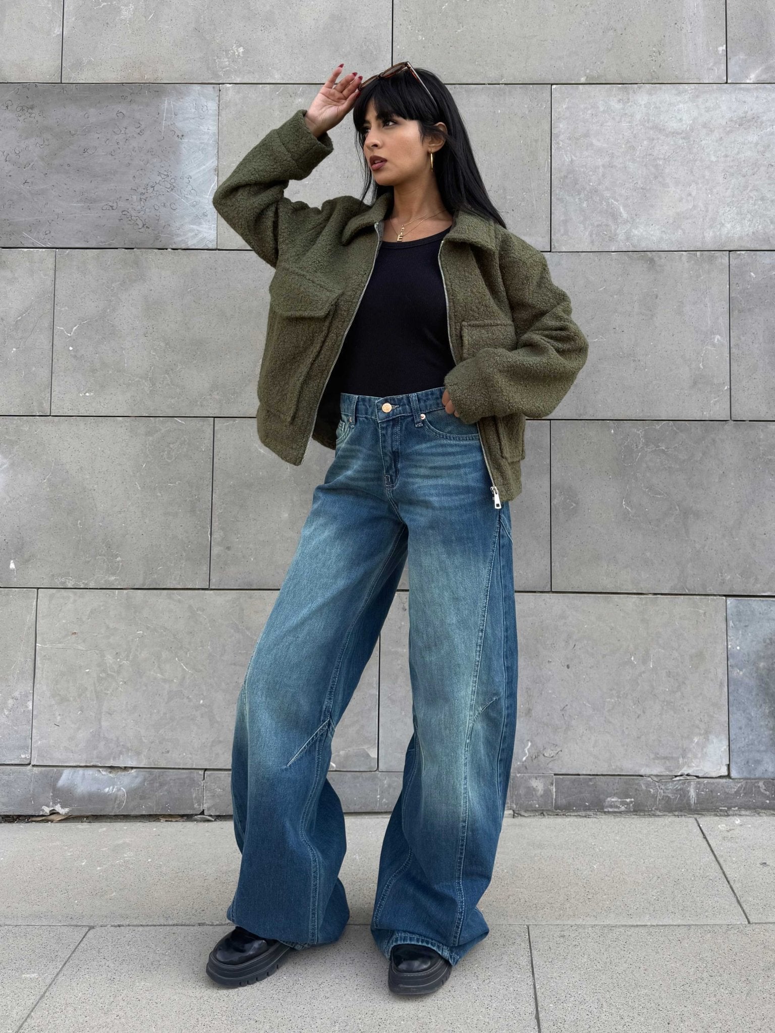 Super Baggy – Mid-Rise Vintage Green Jeans Baggy CIZARO - Cizaro Jeans