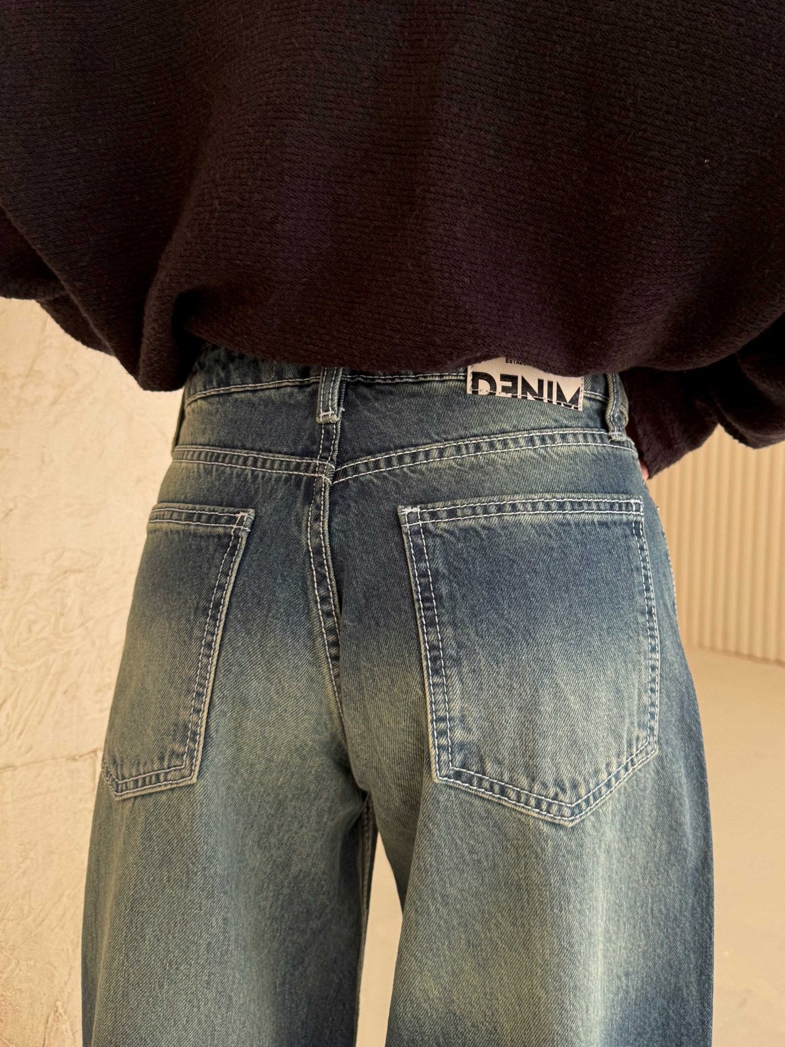 Baggy – Mid Rise in Deep Vintage Blue Baggy CIZARO - Cizaro Jeans