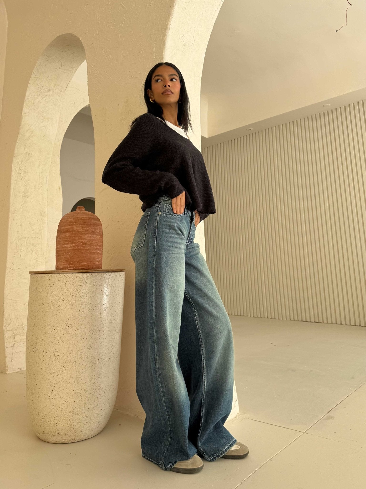 Baggy – Mid Rise in Deep Vintage Blue Baggy CIZARO - Cizaro Jeans