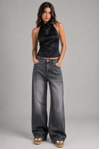 Baggy High Waist Washed Black Jeans