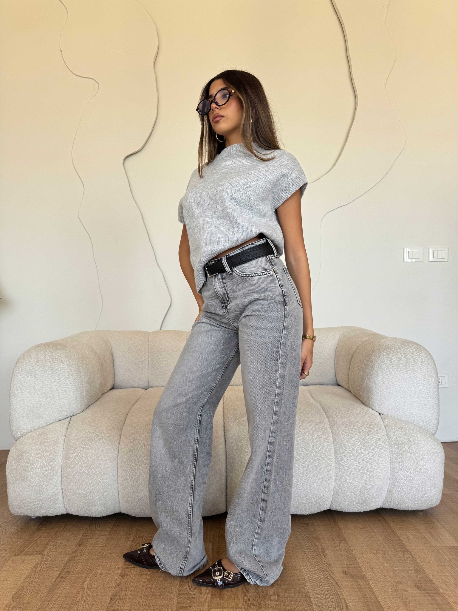 Baggy – Low Waist Light Grey Jeans Baggy CIZARO - Cizaro Jeans