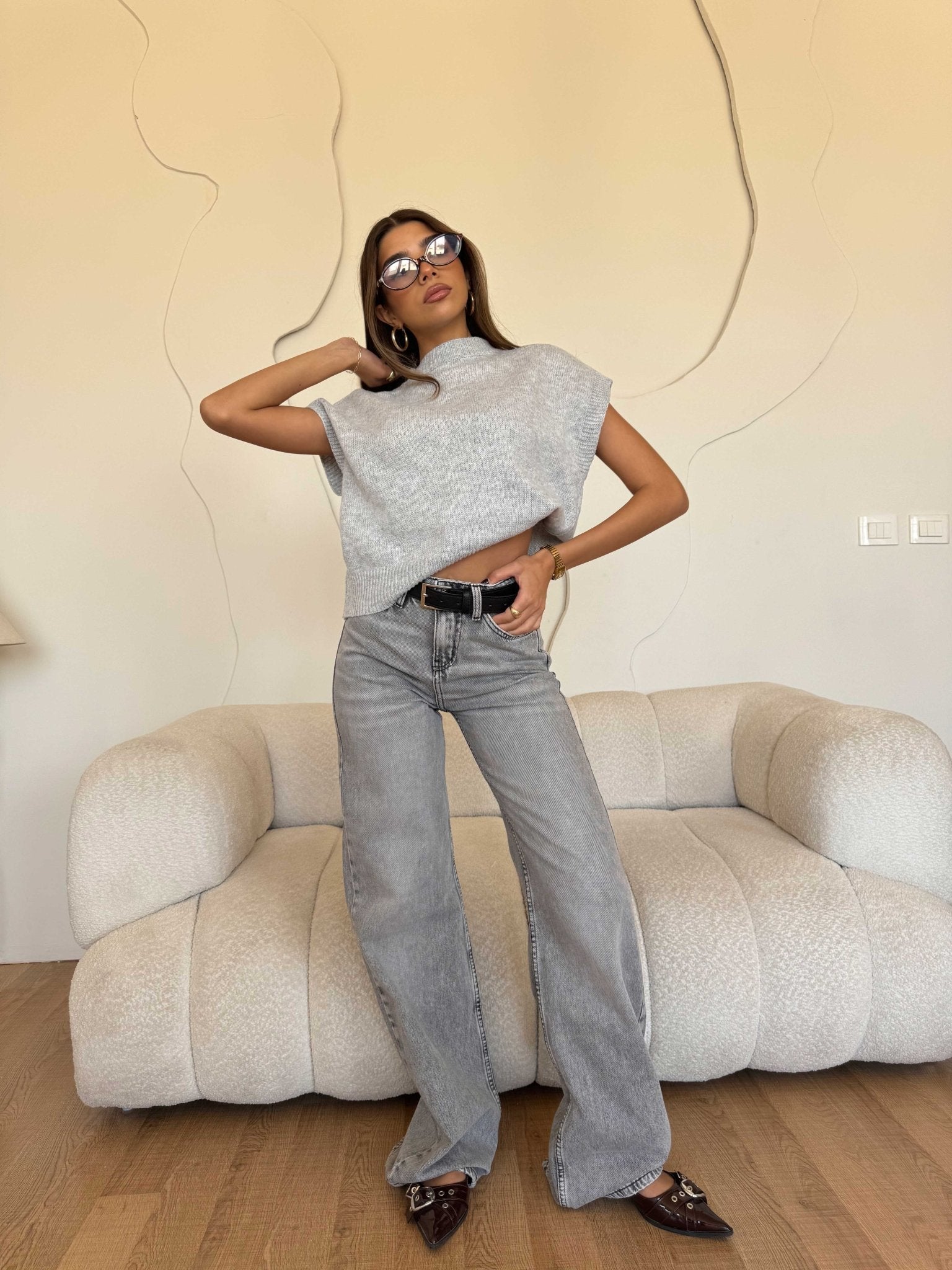 Baggy – Low Waist Light Grey Jeans Baggy CIZARO - Cizaro Jeans