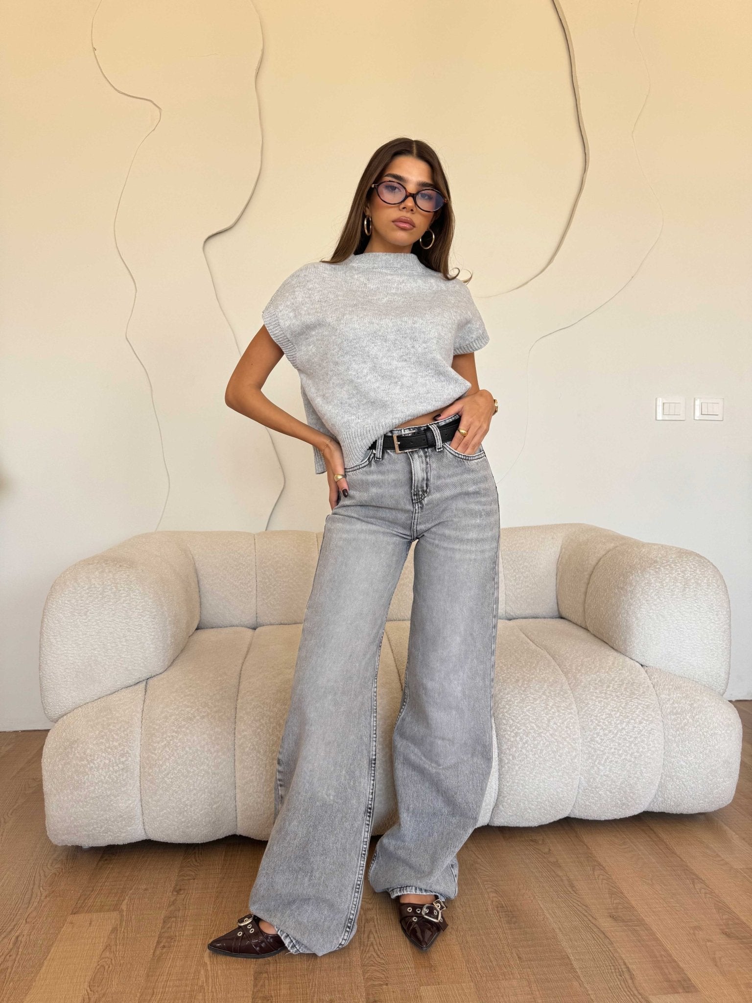Baggy – Low Waist Light Grey Jeans Baggy CIZARO - Cizaro Jeans