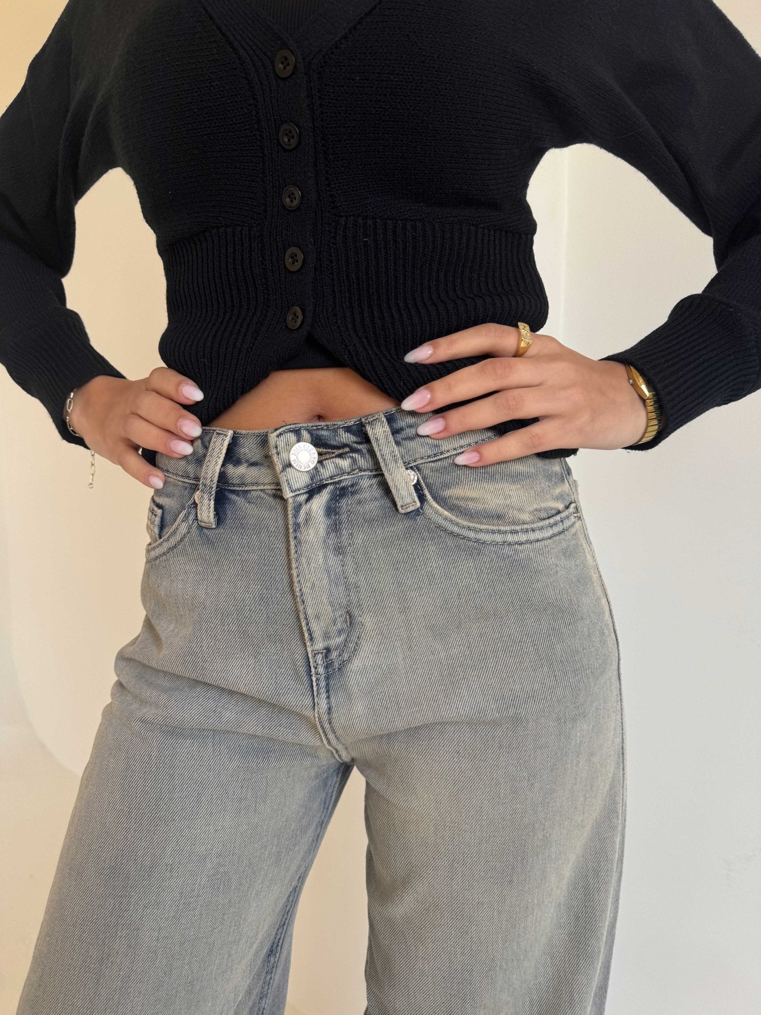 Baggy Mid-Rise Vintage Gradient Wash Jeans Baggy CIZARO - Cizaro Jeans