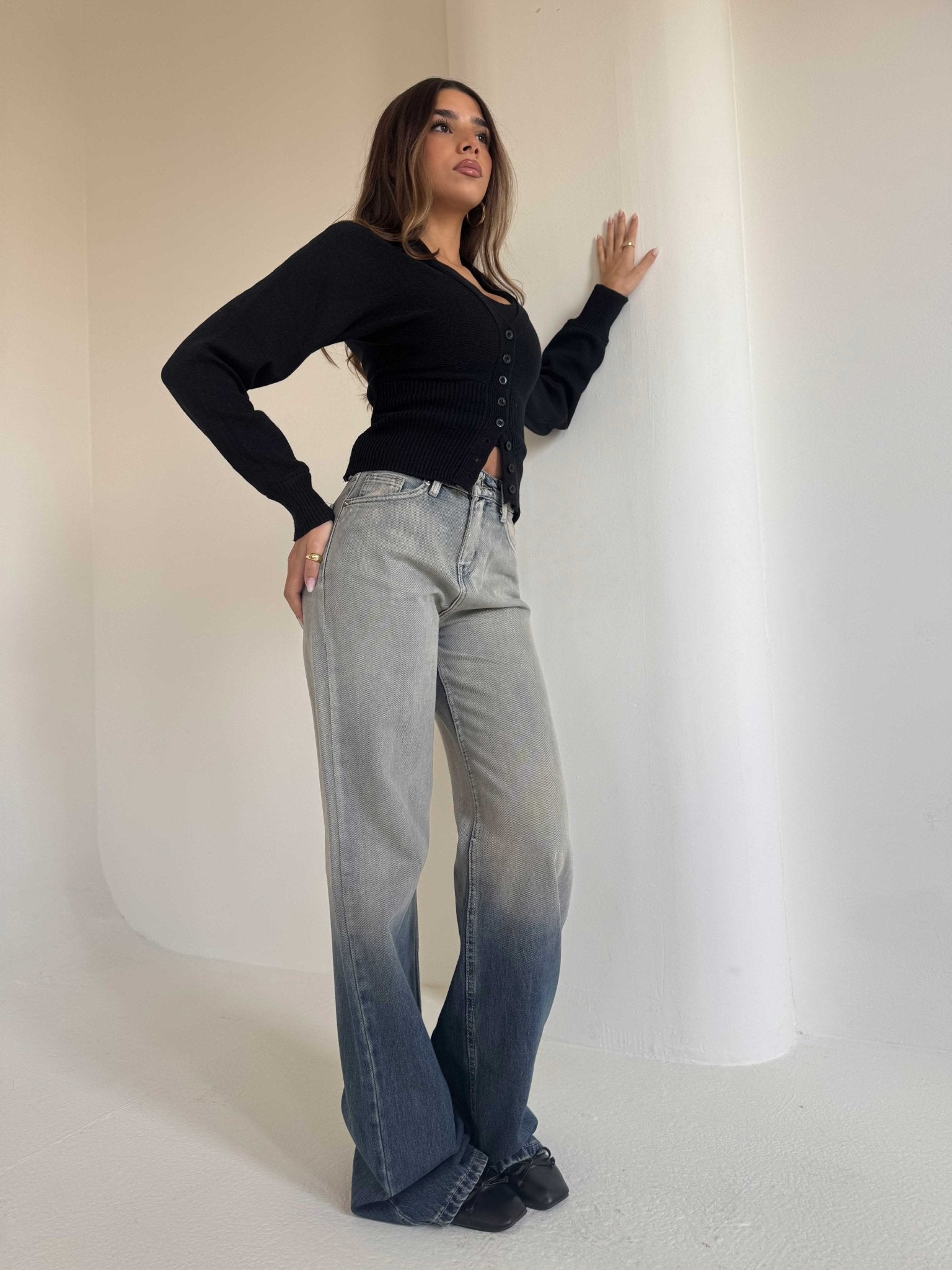 Baggy Mid-Rise Vintage Gradient Wash Jeans Baggy CIZARO - Cizaro Jeans