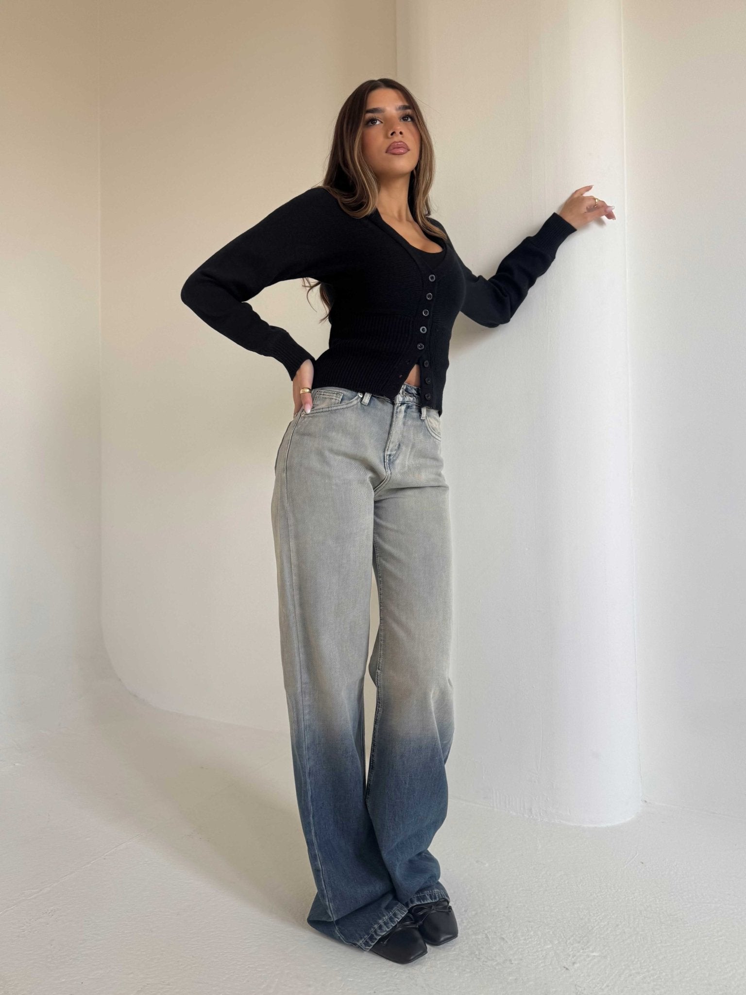 Baggy Mid-Rise Vintage Gradient Wash Jeans Baggy CIZARO - Cizaro Jeans