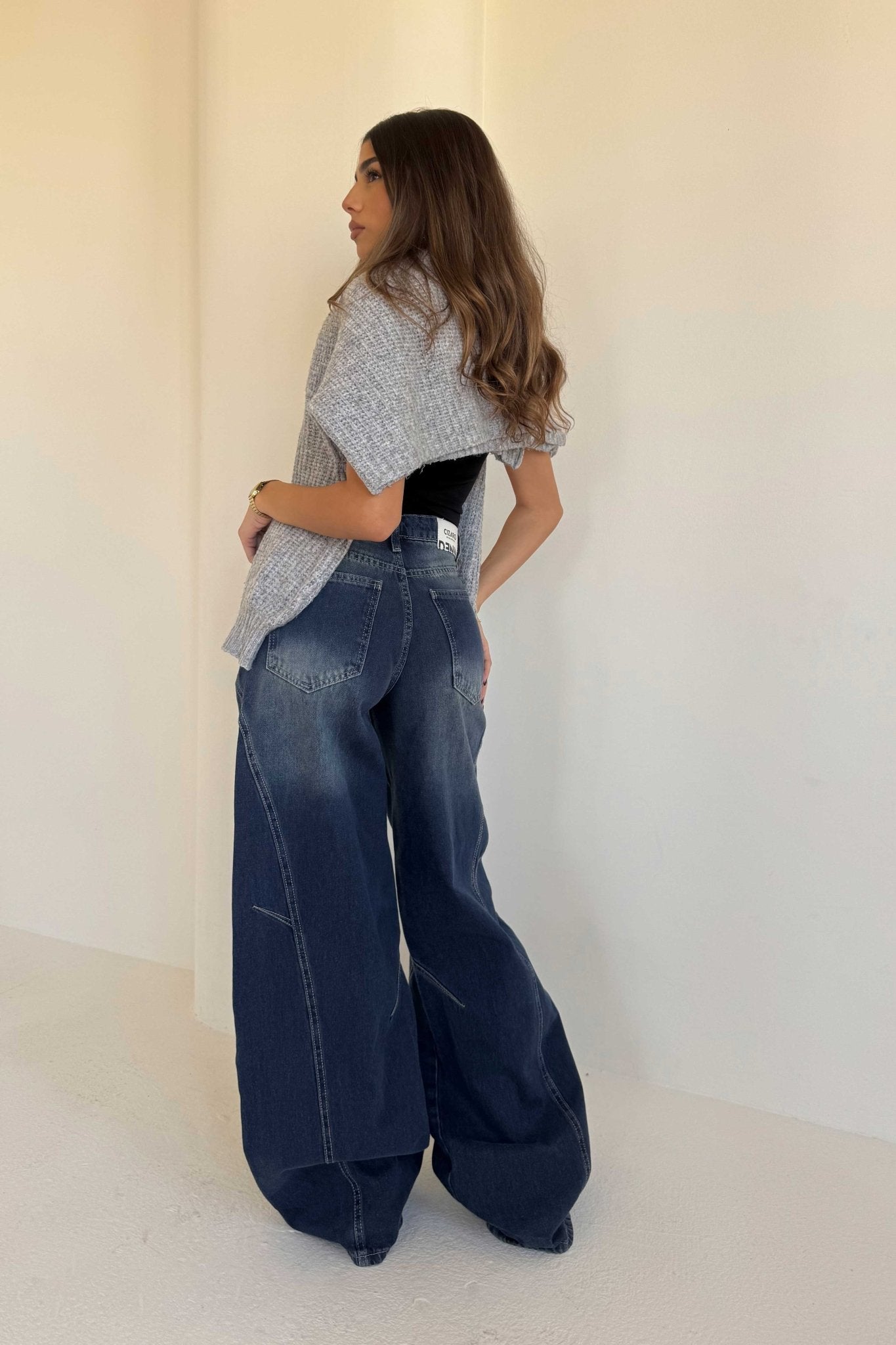 Seam Super Baggy – Mid Rise Deep Vintage Blue Jeans Baggy CIZARO - Cizaro Jeans